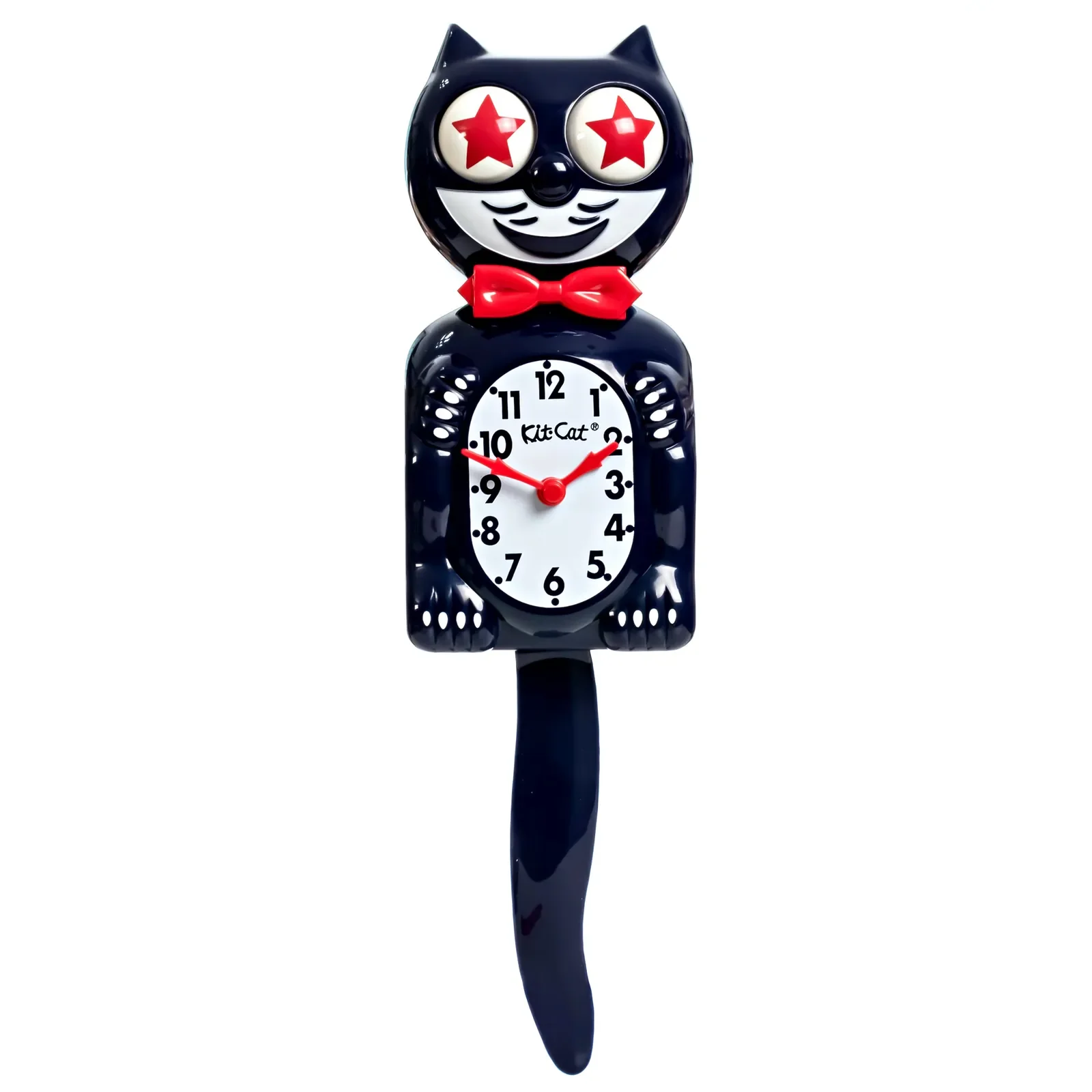 Kit-Cat Klock Old Glory Special Edition blue wall clock with red star eyes, red hands and commemorative red tail