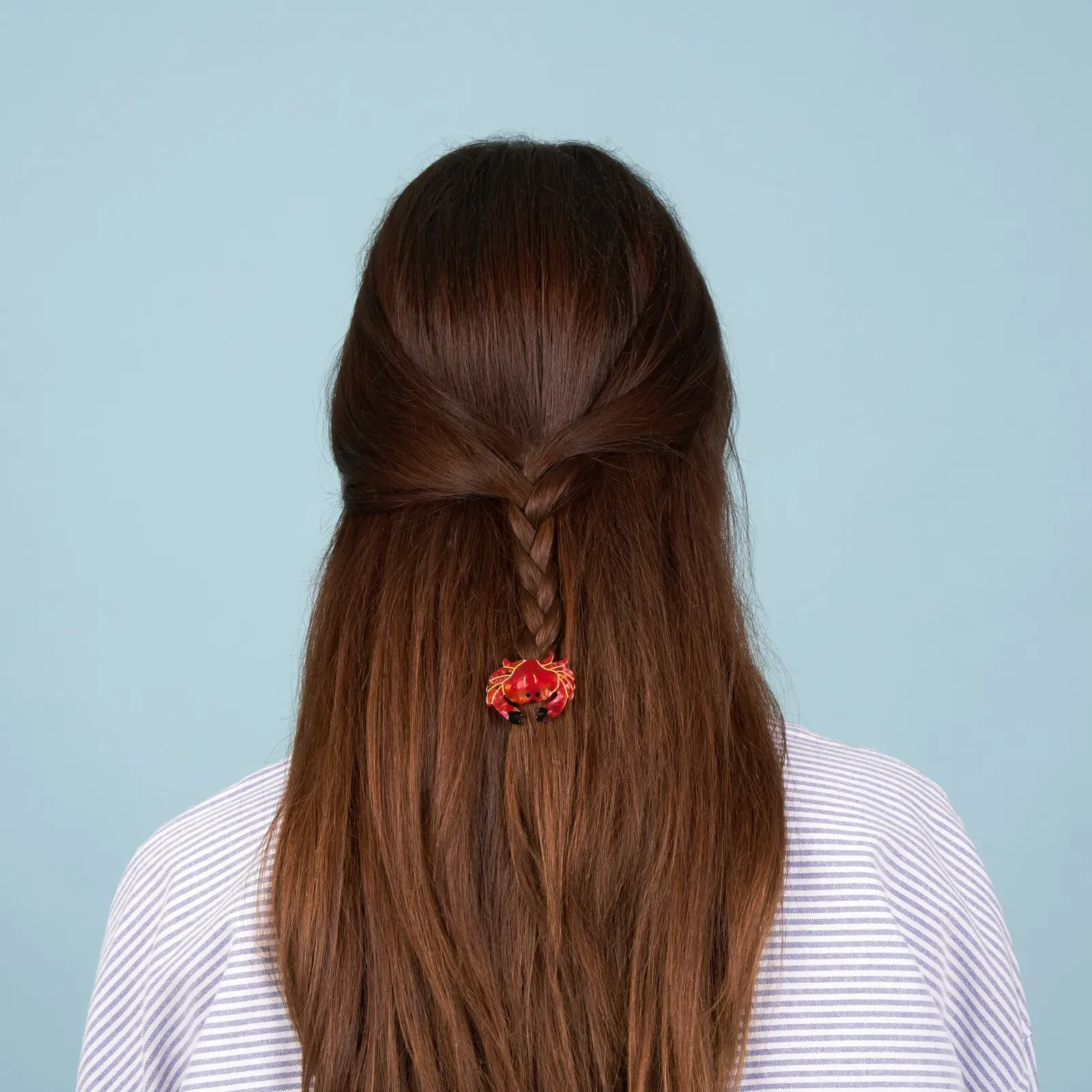 Coucou Suzette Crab Barrette in glossy cellulose acetate, a quirky sea-inspired French hair clip curated by Goosebump.