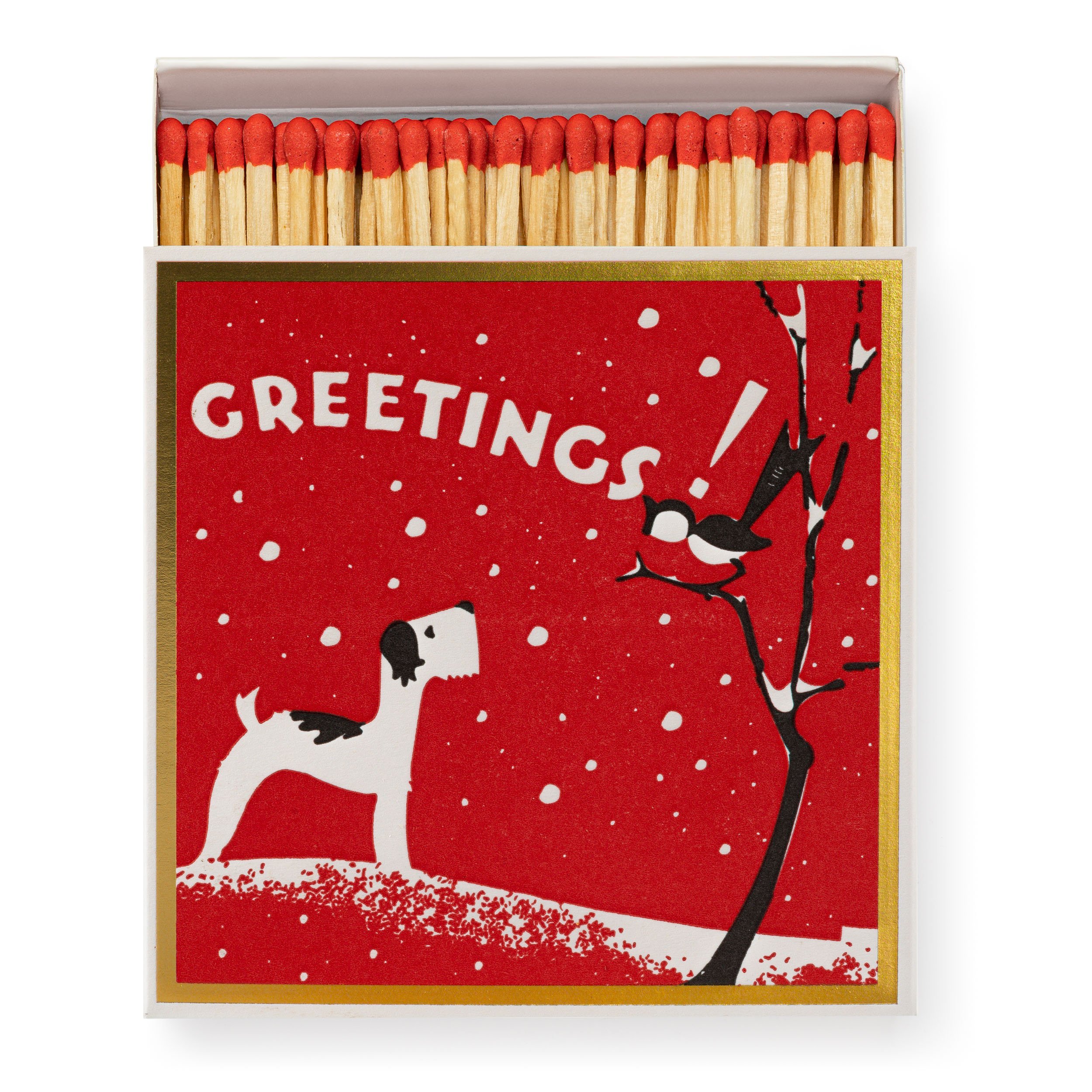 Winter Greetings! Matchbox by Archivist, featuring vintage Christmas design, available at Goosebump.live in Hong Kong