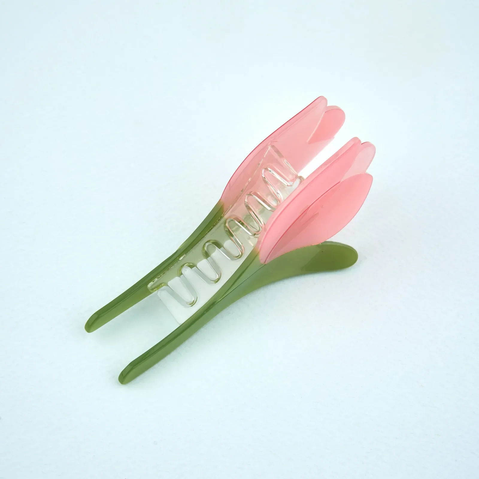 Coucou Suzette Tulip Hair Claw in glossy cellulose acetate, an elegant French flower hair accessory curated by Goosebump.