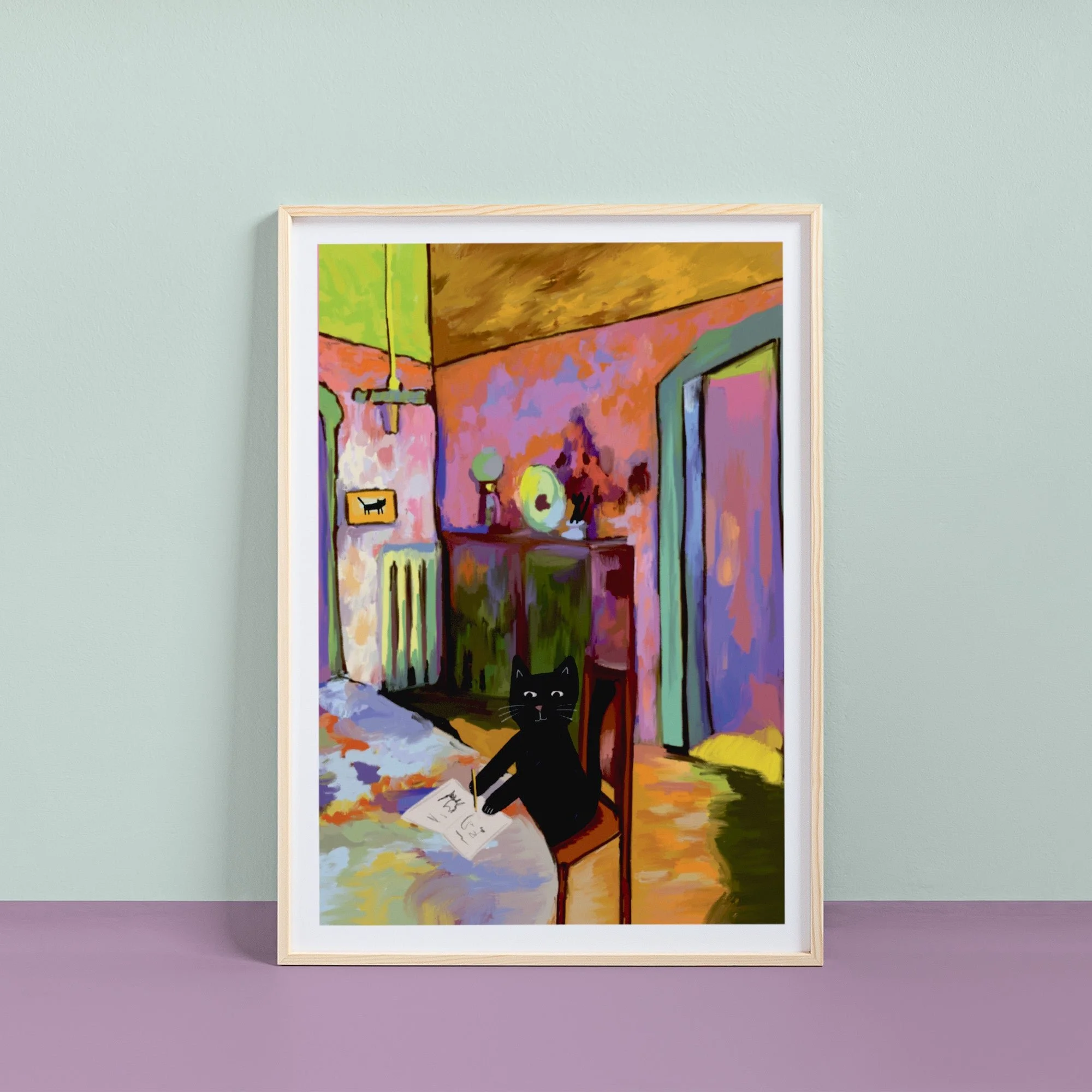 Wassily Catdinksy Cat Art Print A4