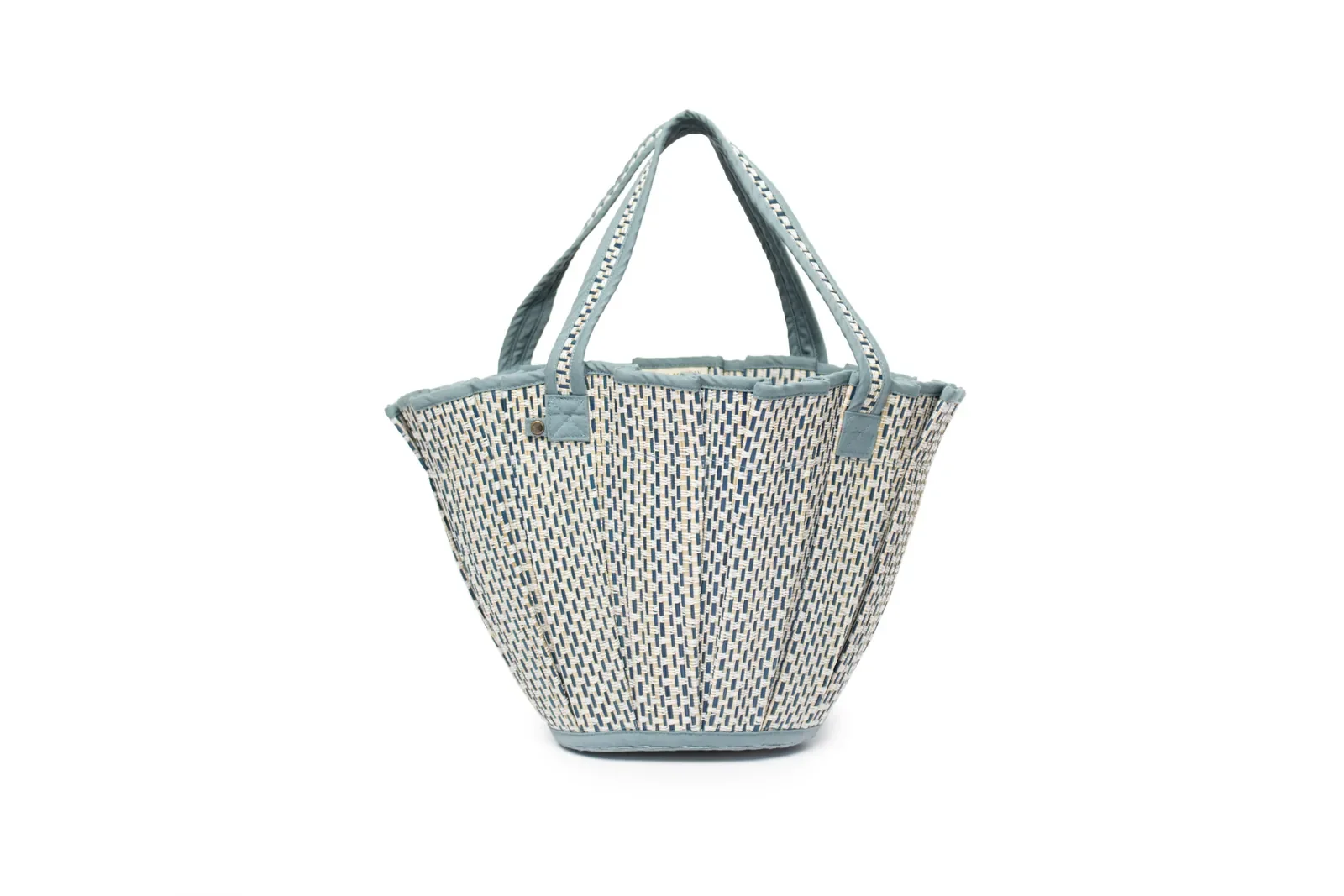 Lorna Murray Burano Mini Tropez Tote Bag front view in handwoven natural grass fibres.