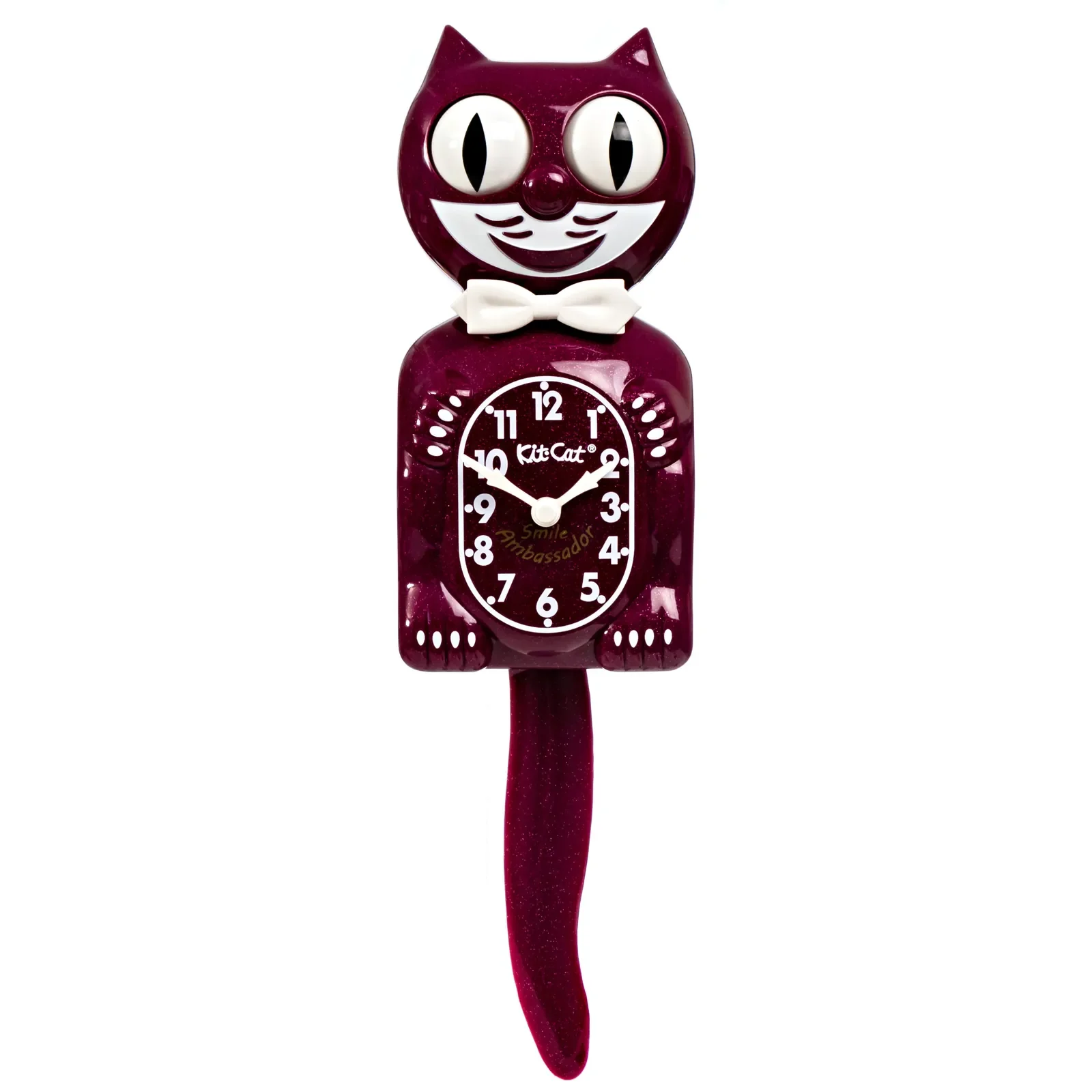 Kit-Cat Klock Smile Ambassador Ruby Red Special Edition wall clock with moving eyes, wagging tail and gold emblem