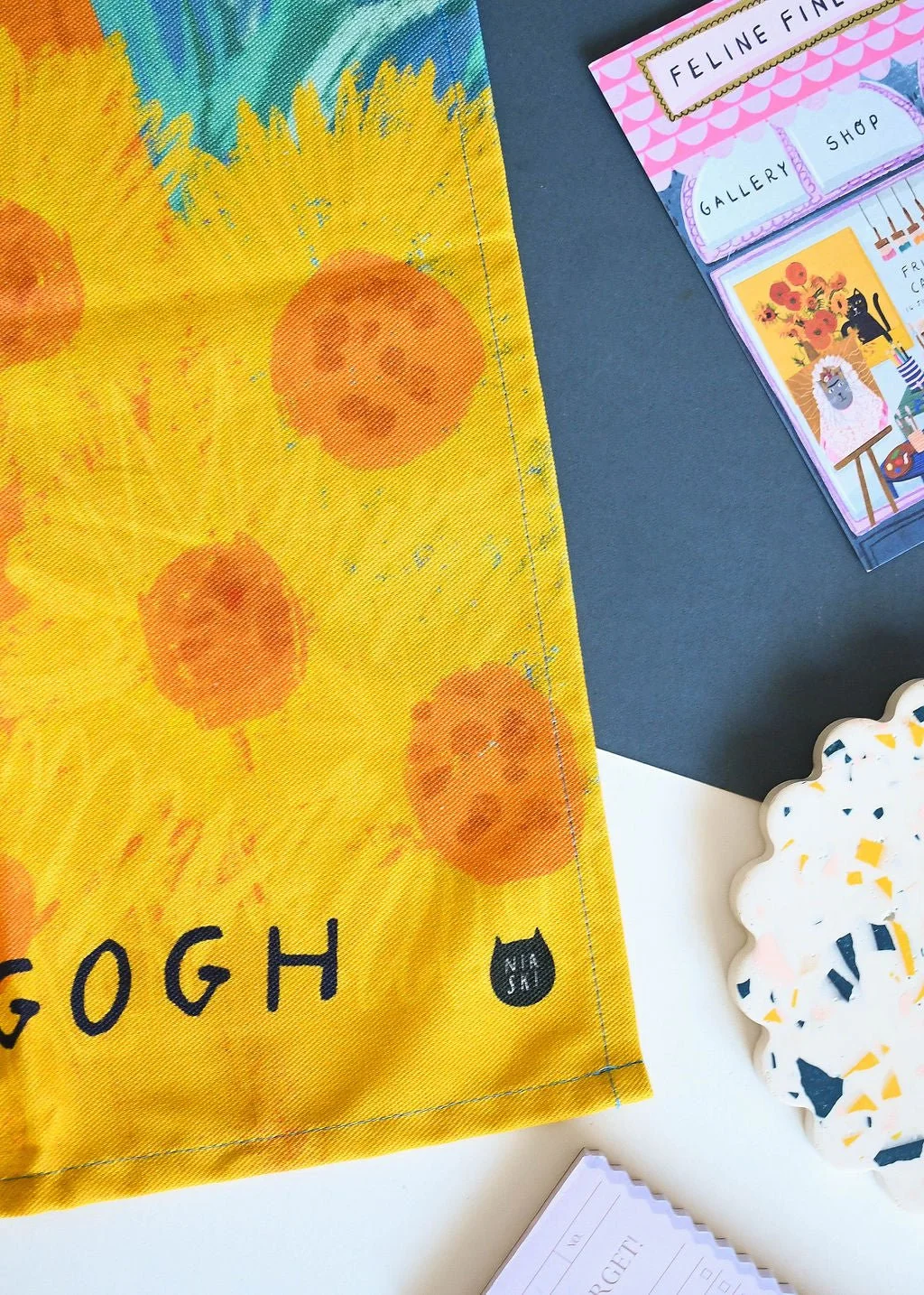 Vincat Van Gogh Cat Tea Towel by NIASKI, 100% cotton Cats in Art kitchen towel and art-inspired home gift for cat lovers at Goosebump Hong Kong