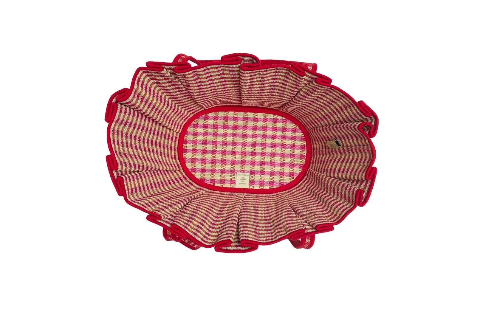 Top view of the Lorna Murray Santa Fe Midi Tropez Tote showing the spacious interior, woven construction and structured base.