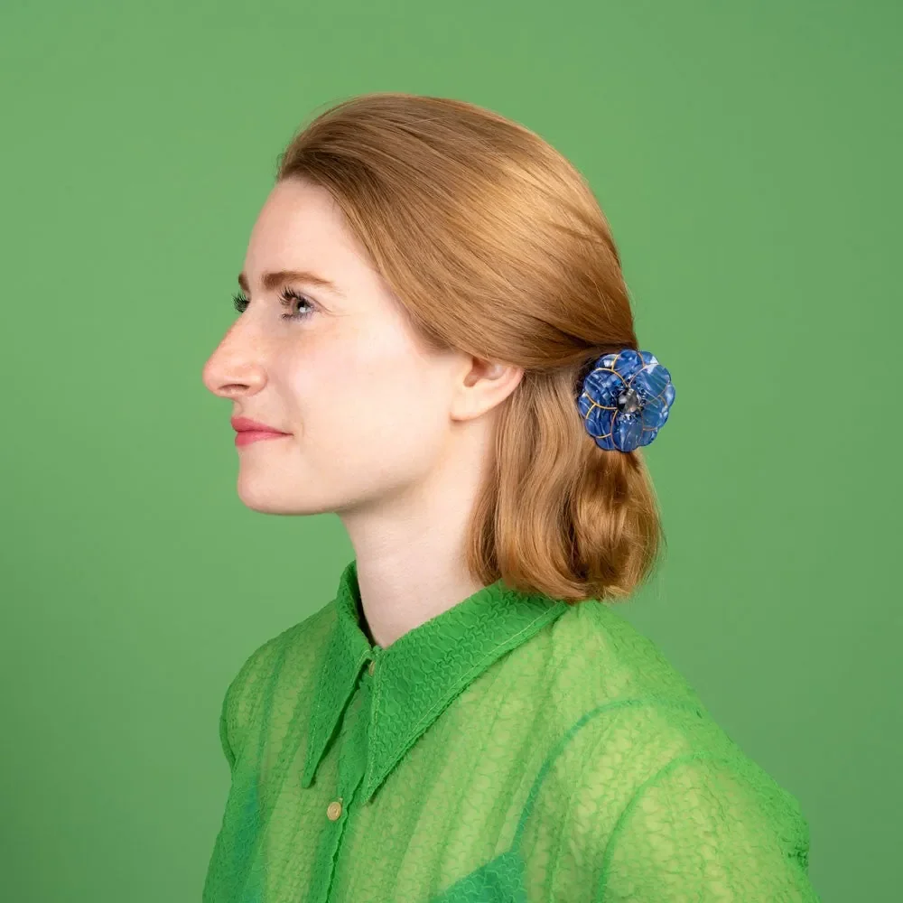 Coucou Suzette Anemone Hair Claw in glossy cellulose acetate, an artistic French flower hair accessory curated by Goosebump.