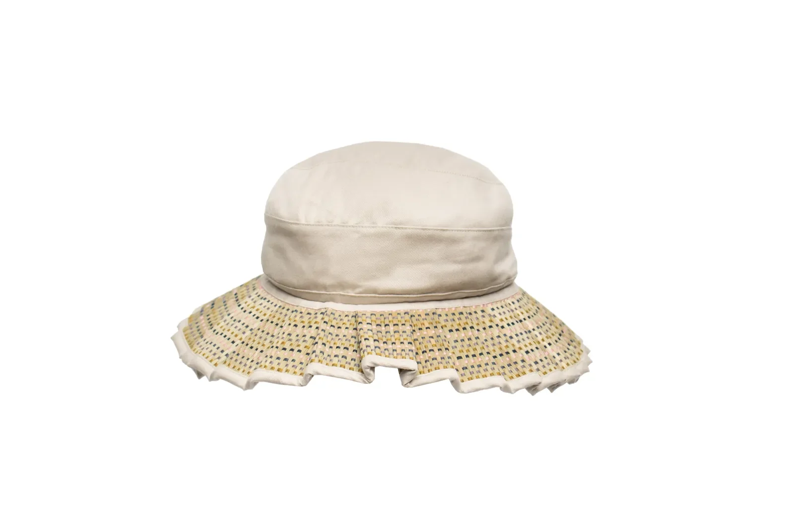 Back view of the Lorna Murray Sandbar Oasis Hat featuring a soft fabric-covered crown and pleated brim.