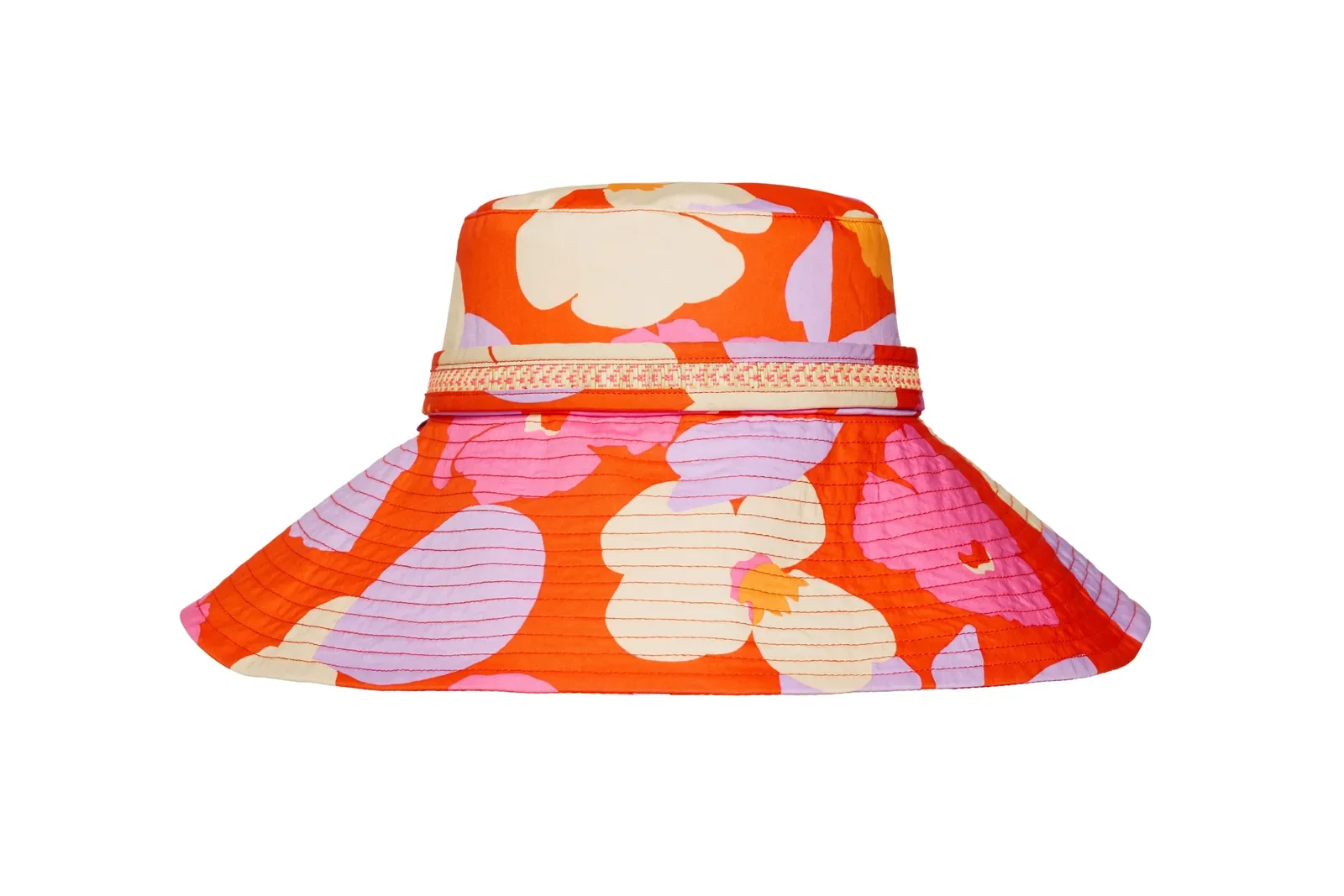 Lorna Murray Longboard Rottnest Island Bucket Hat front view in Liberty Fabrics Tana Lawn cotton with a wide soft brim.