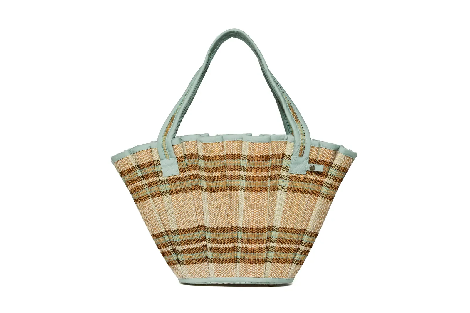 Lorna Murray Lake Como Mini Tropez Tote front view in handwoven natural grass fibres.