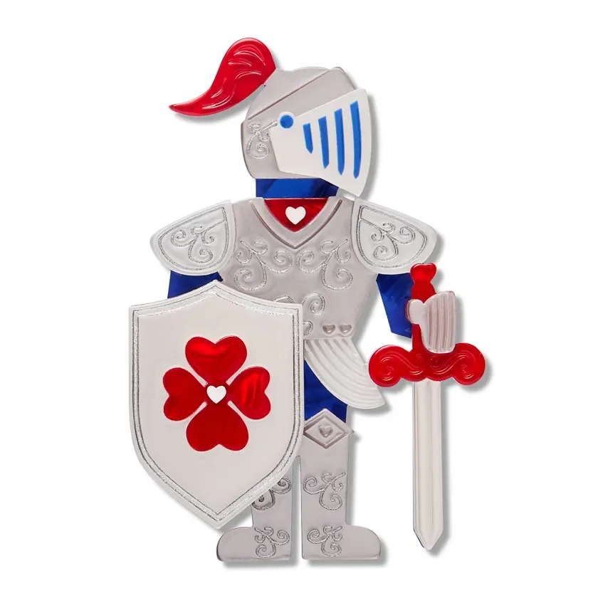 Erstwilder Plot Armour Brooch from the Pete Cromer Fairy Tales Part 2 collection, a colourful knight-inspired resin brooch for thoughtful gifting.