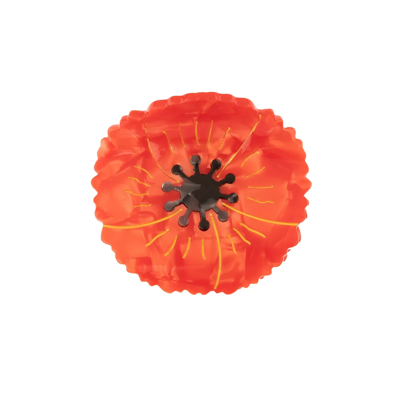 Coucou Suzette Poppy Hair Claw in glossy cellulose acetate, a vivid French flower hair accessory curated by Goosebump.