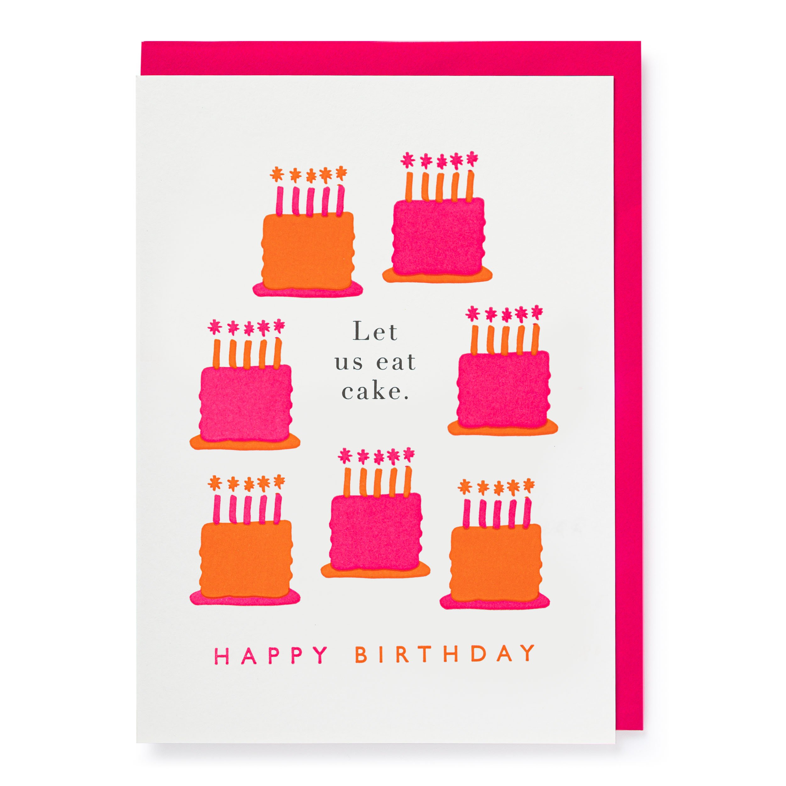 Bright Birthday Cakes Greeting Card by J. Falkner, eco-friendly design, available at Goosebump.live in Hong Kong.