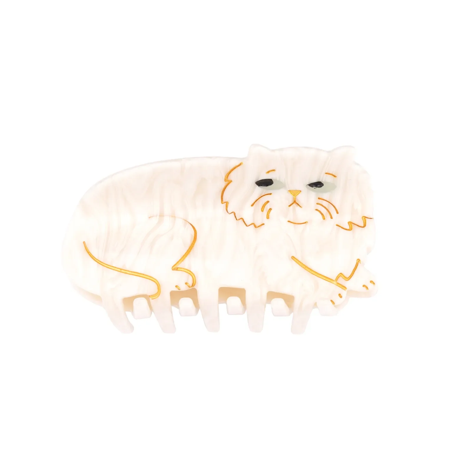 Coucou Suzette Persian Cat Hair Claw in glossy cellulose acetate, a playful French cat hair accessory for cat lovers.