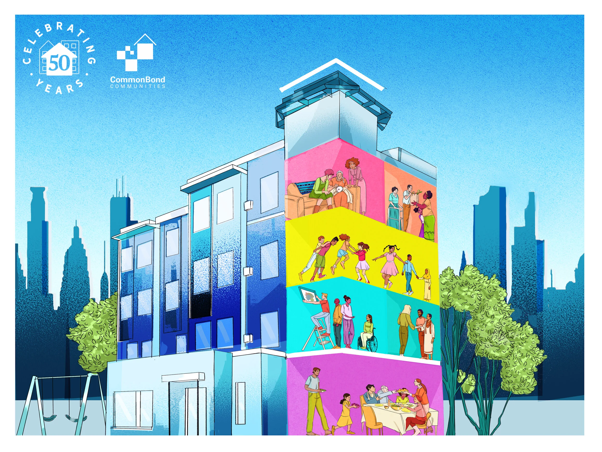 Illustration for CommonBond Communities' 50th anniversary