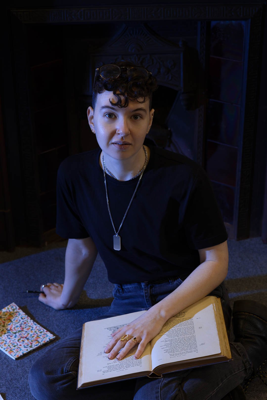 Author portraits at the Guildford Institute Library for non-binary author Cassidy Ellis Salter published by Bloomsbury