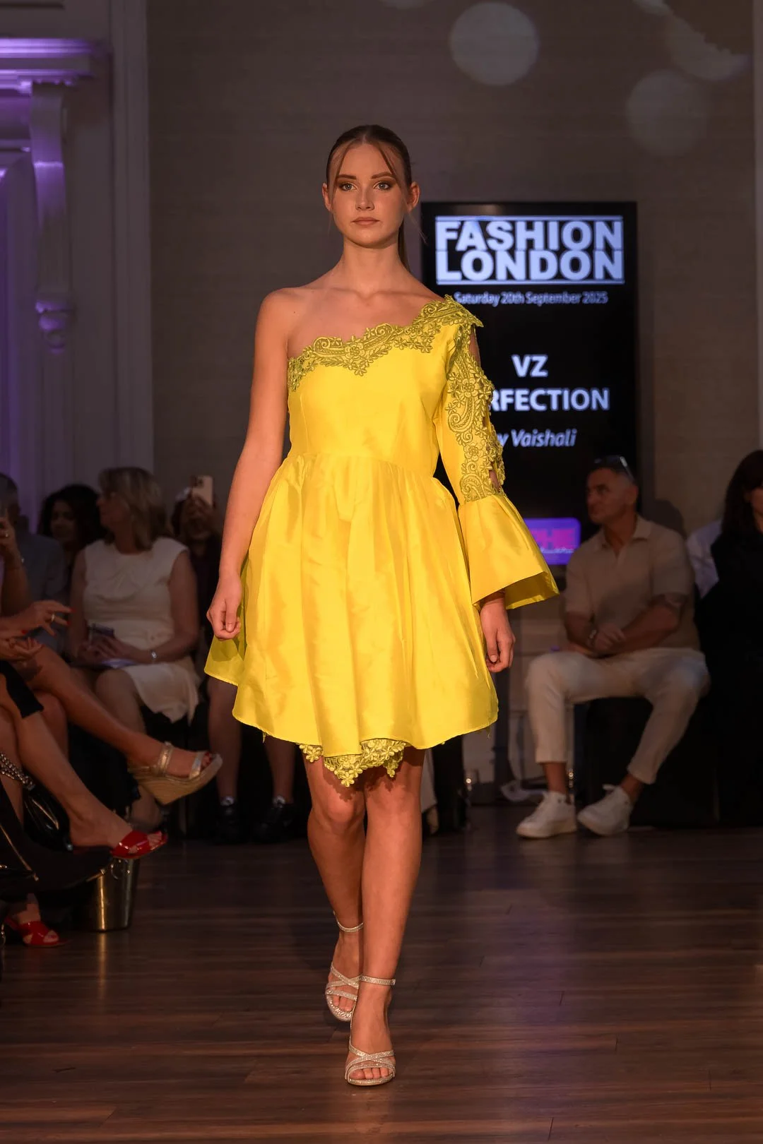 Vibrant VZ Perfection couture fashion catwalk show at London Fashion Week 2025 by professional photographer Sian T. Photography