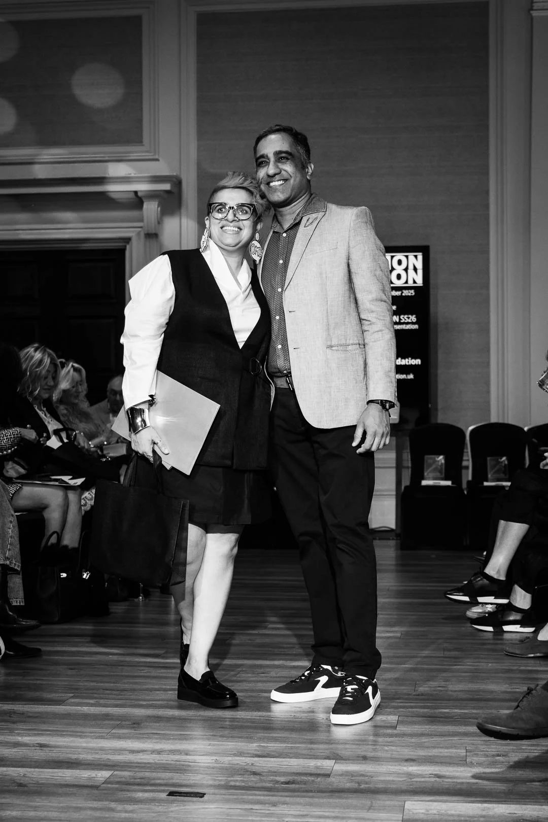 Designer Vaishalli and her husband VZ Perfection catwalk show with Fashion London at London Fashion Week 2025 shot by Sian T. Photography