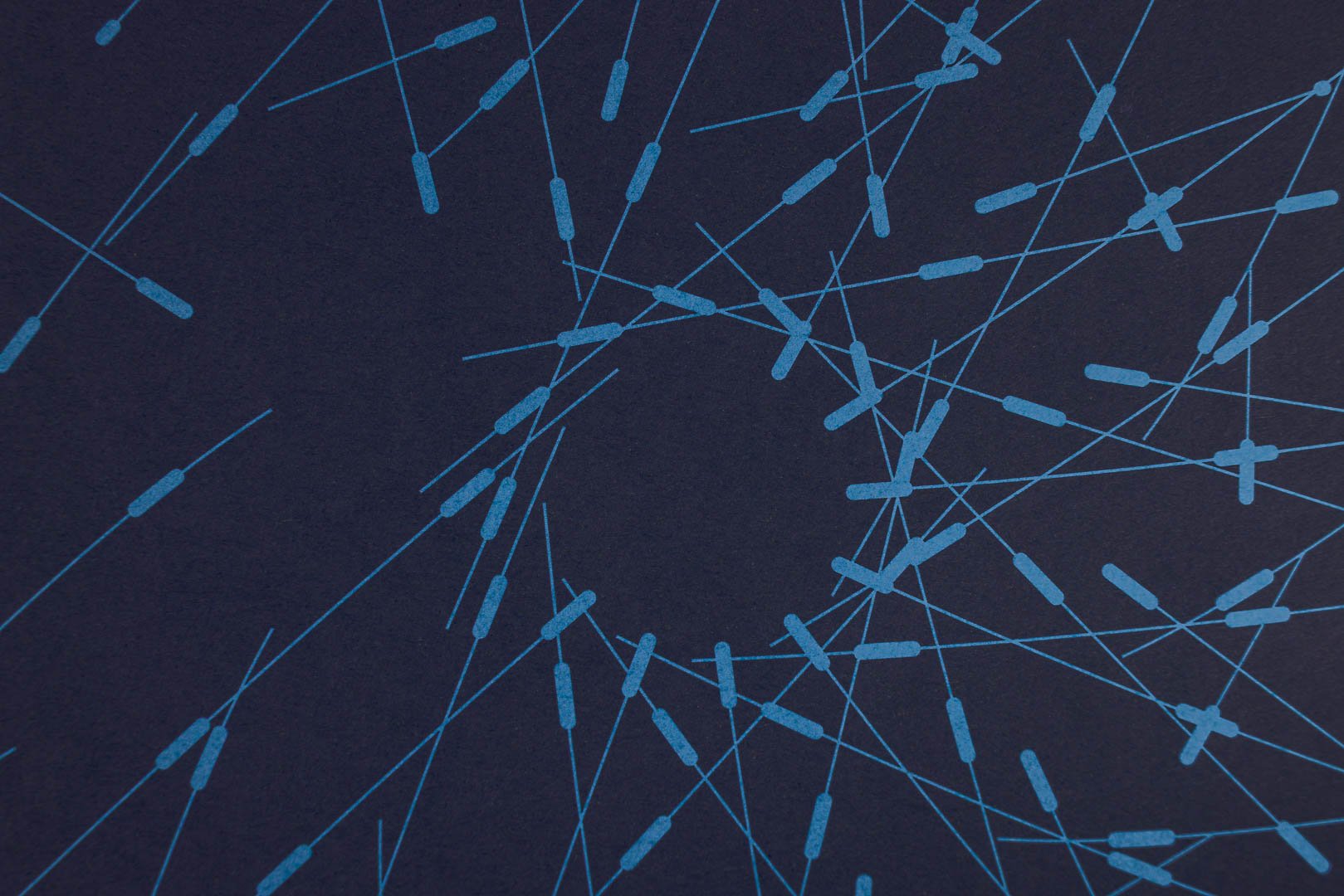 Closeup of print design and paper quality