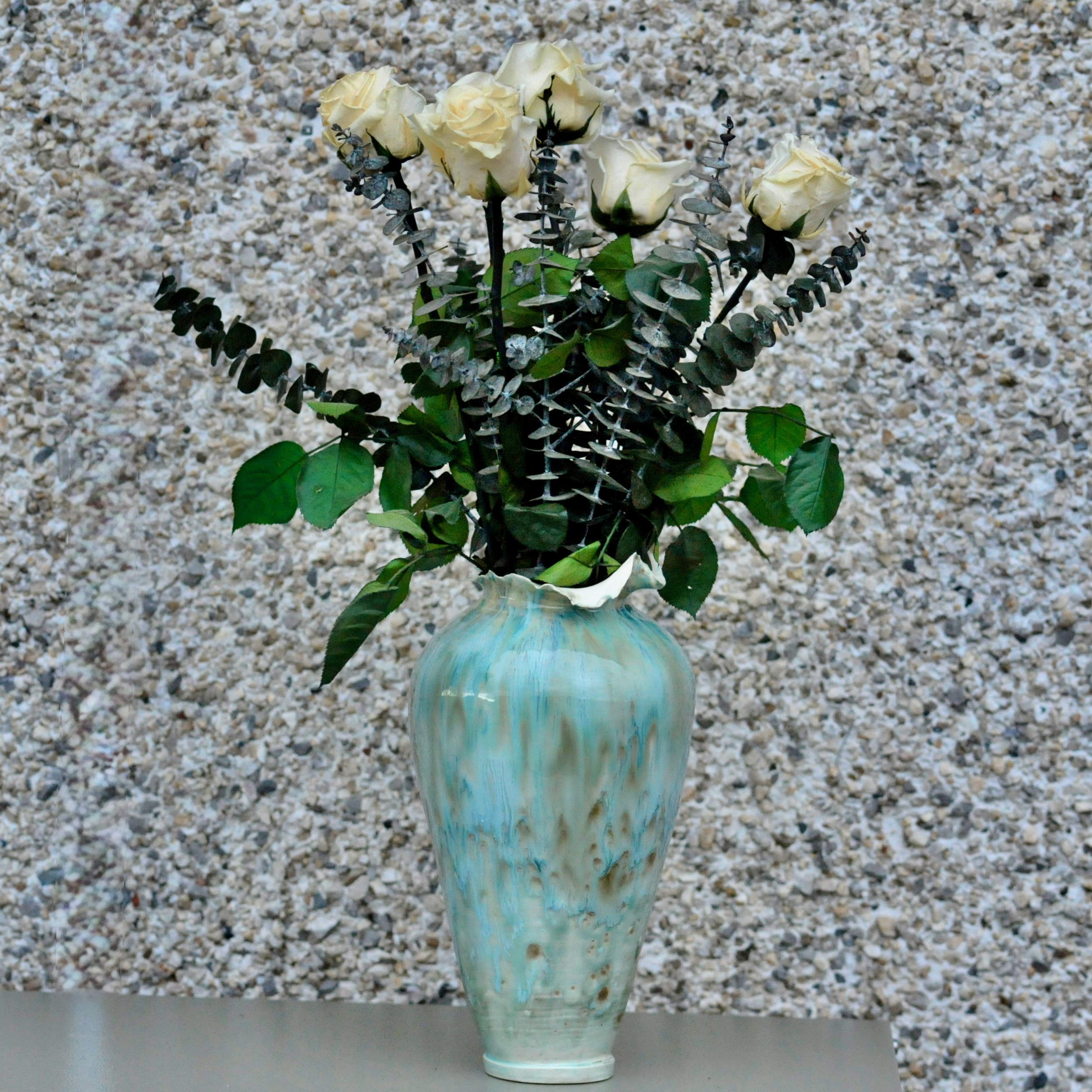 Tall Delicate Vase With Sculpted Neck