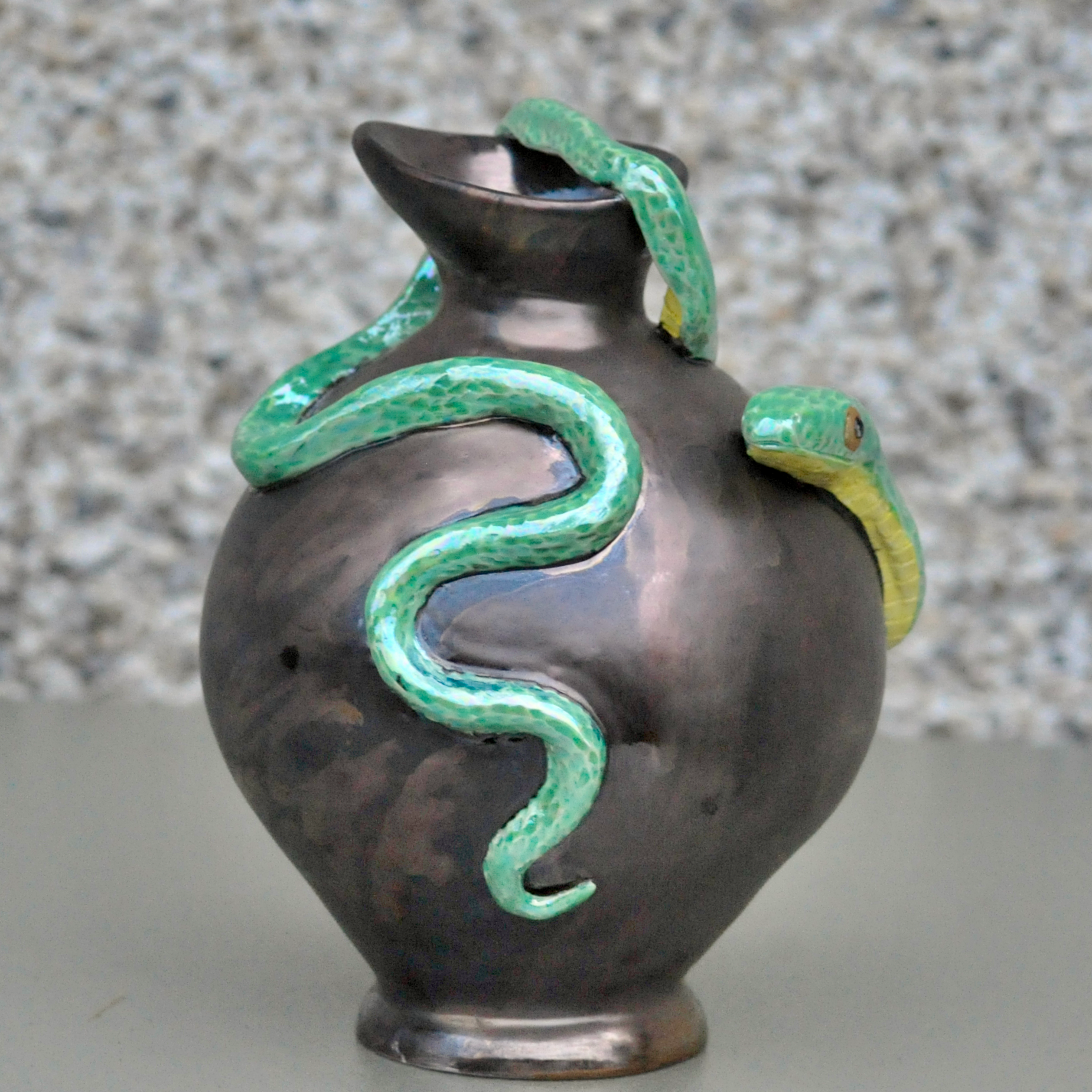 Moon Vase Extra large with Green Snake