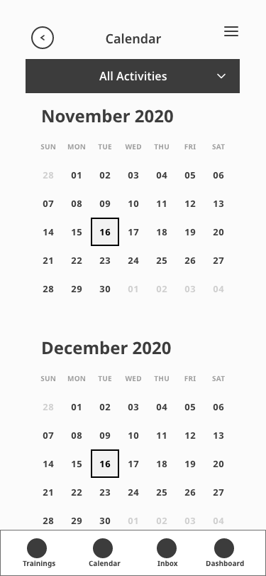 Dual‑Month Calendar View