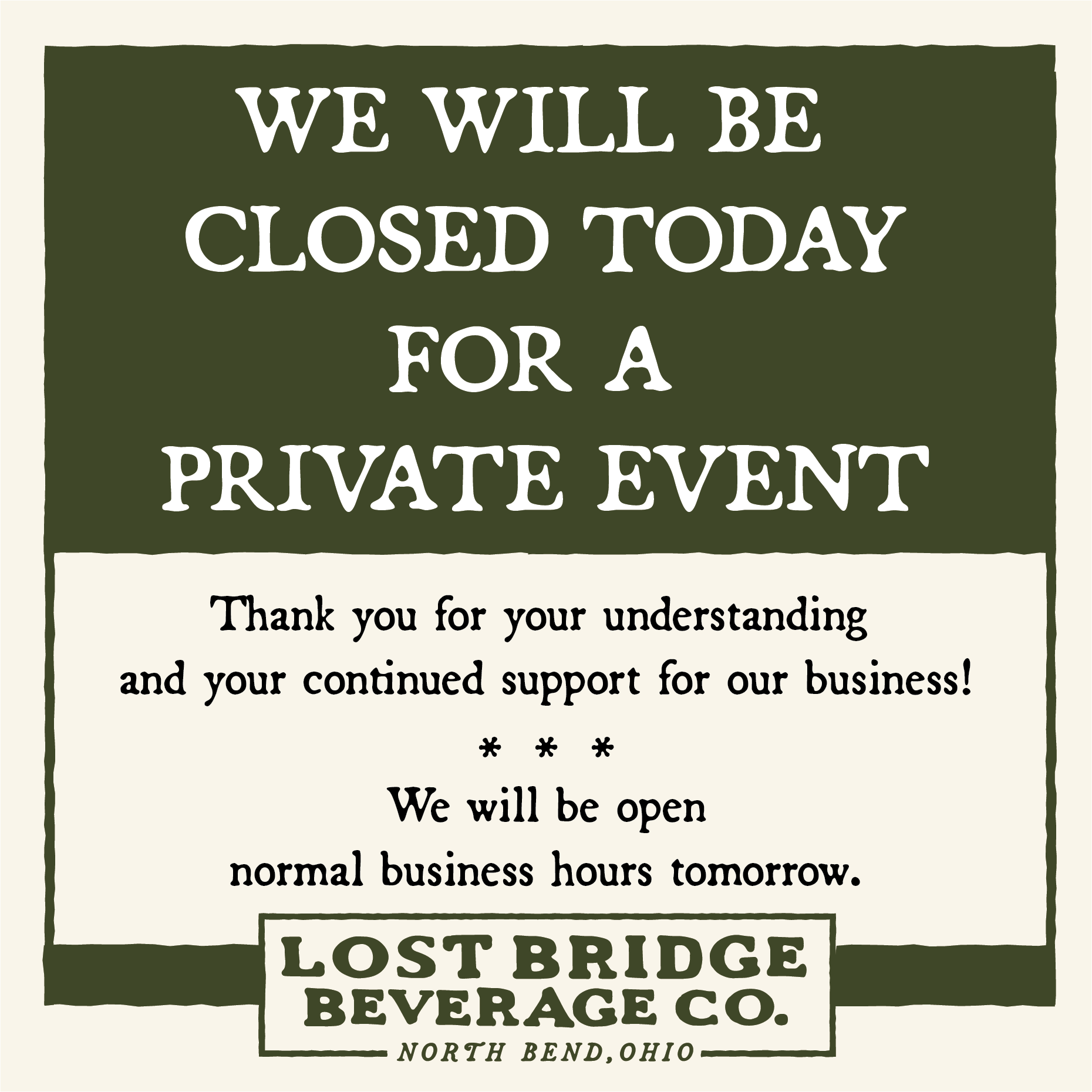 CLOSED FOR A SPECIAL EVENT