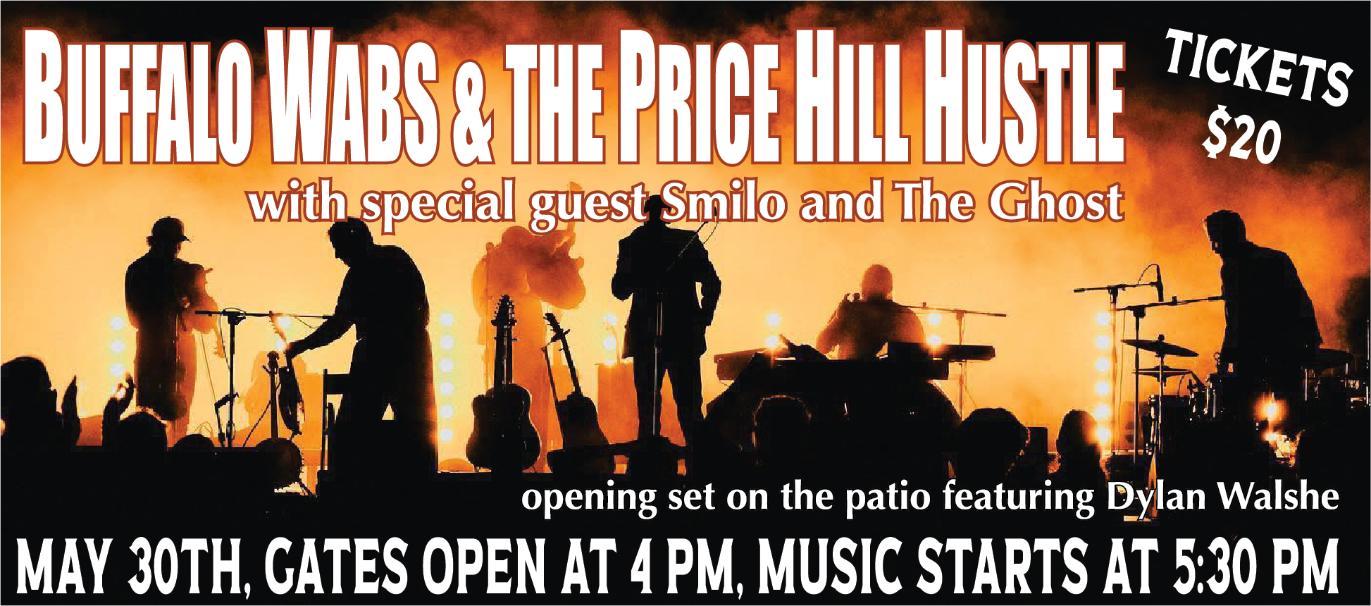 Saturday, May 30, 2026, Gates @ 4 PM, Music @ 5:30 PM (Click to Purchase Tickets)