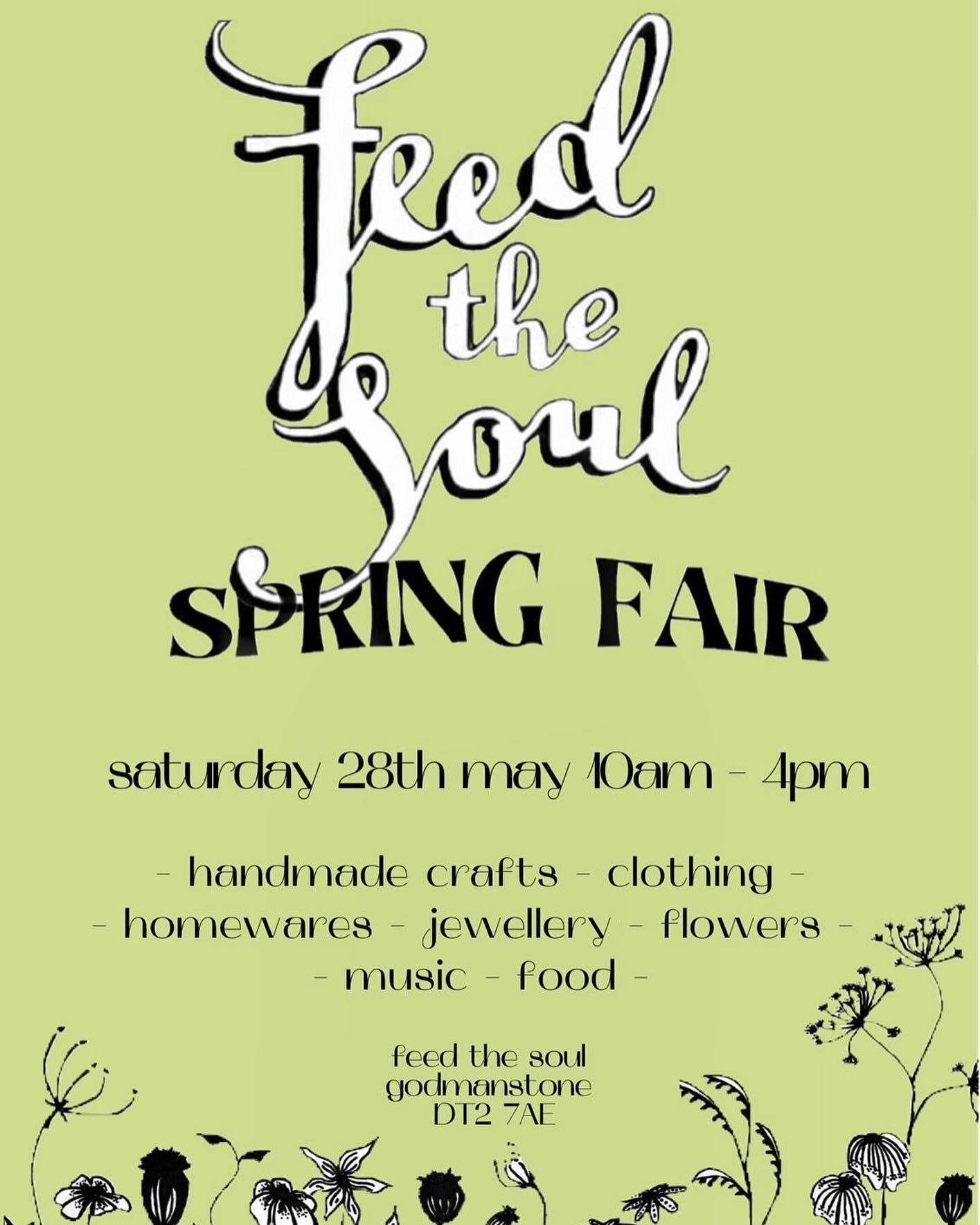 Spring Fair 28th may 10am - 4pm at Feed The soul! 

The farm courtyard will be full of  groovy traders

Our lovely Meg will be selling her vintage clothing @whatmegfound_ 

Heather will be selling her stunning organic flowers grown at the farm! @gree