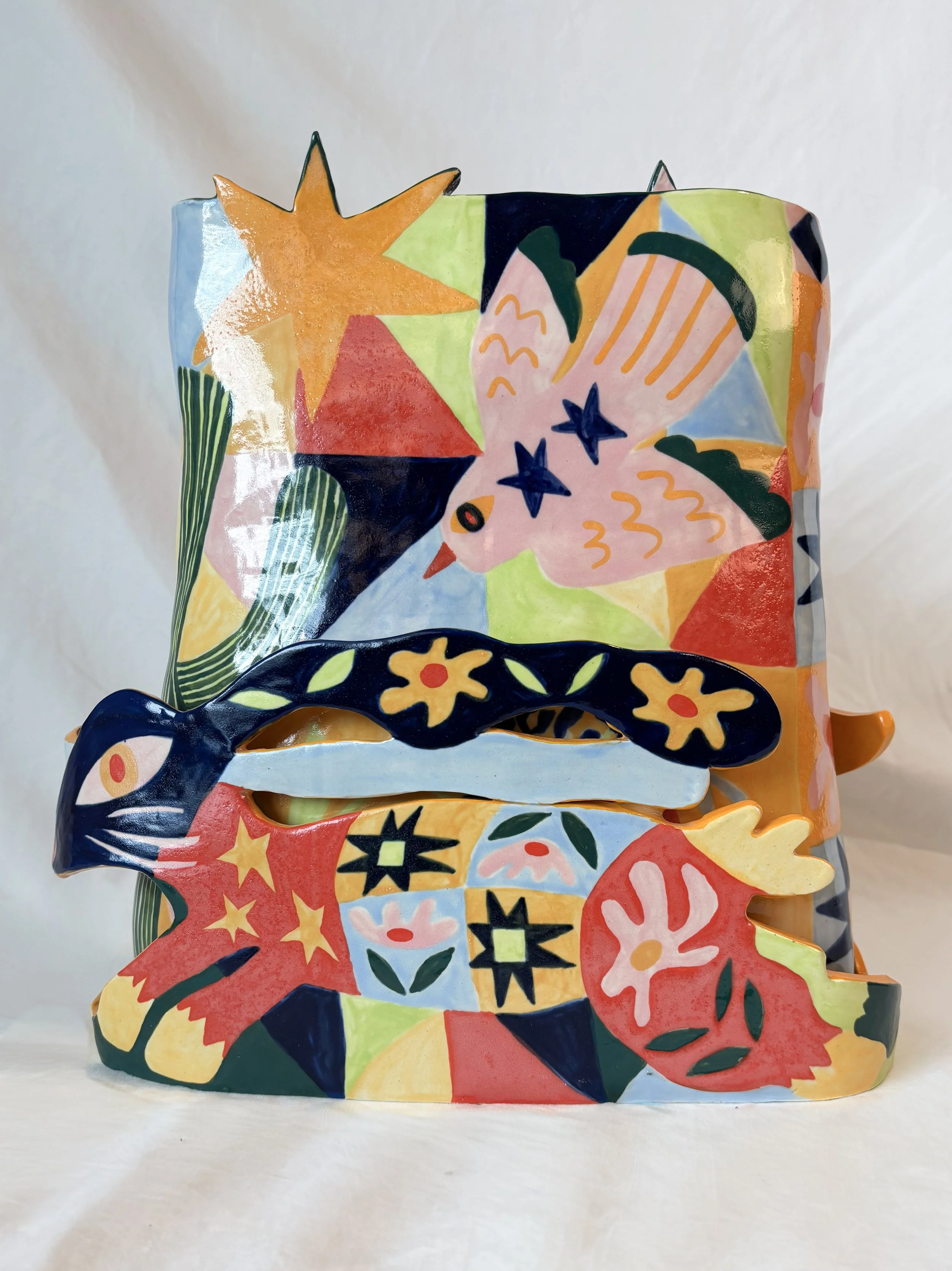 South Texas Fox and Hare Vase