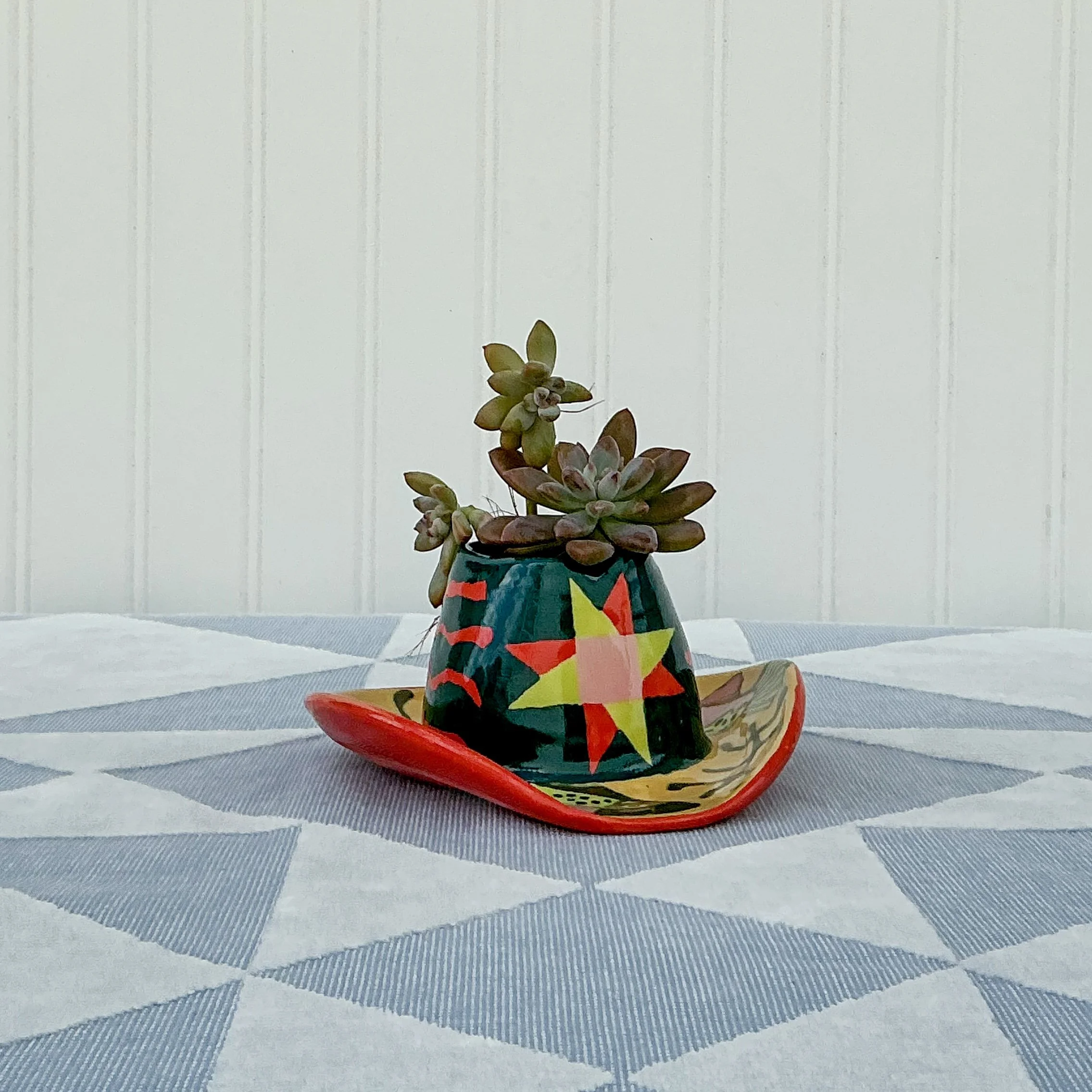 Cowboy Hat Mini Planter - Trout Design