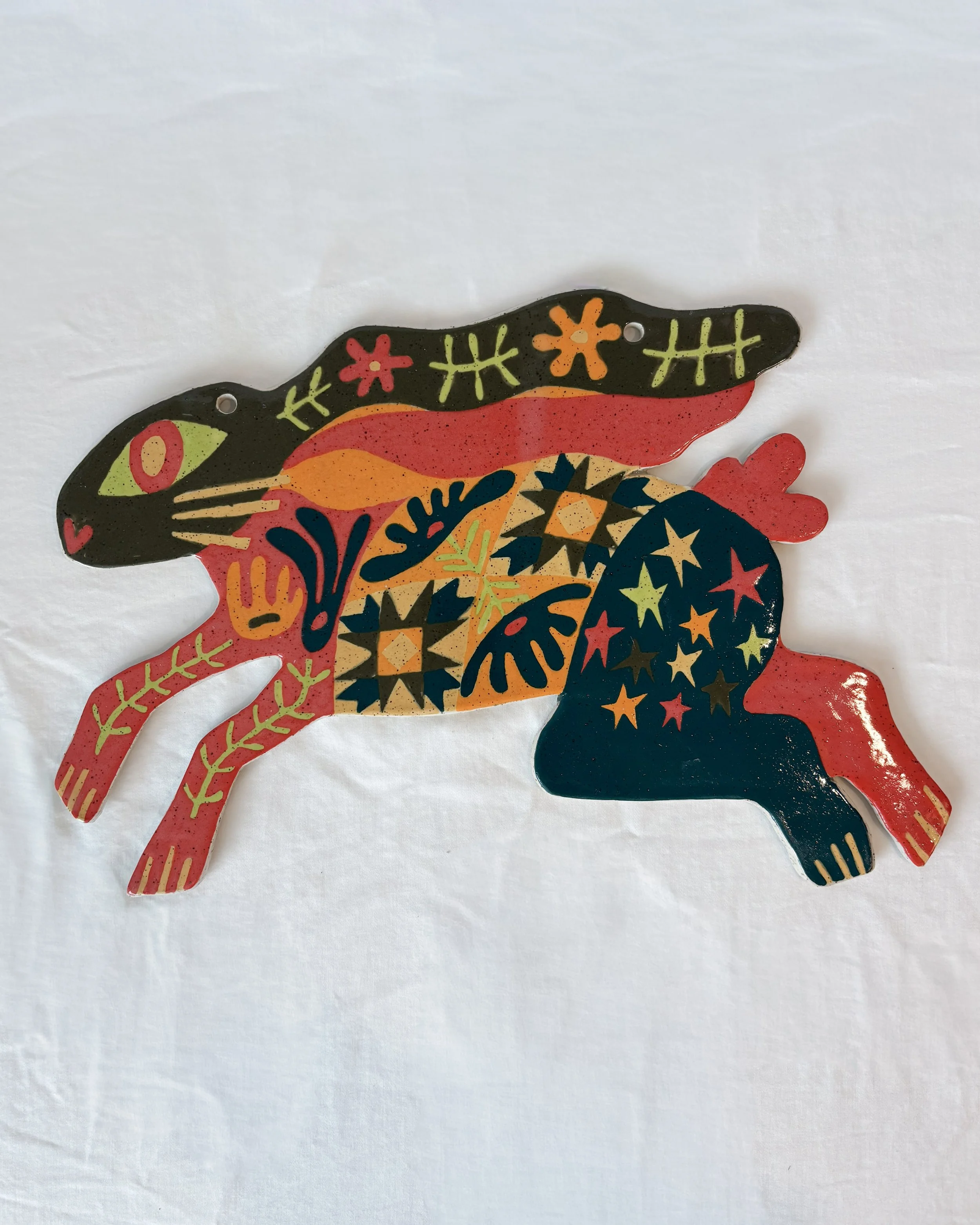 Folk Art Rabbit Wall Hanging