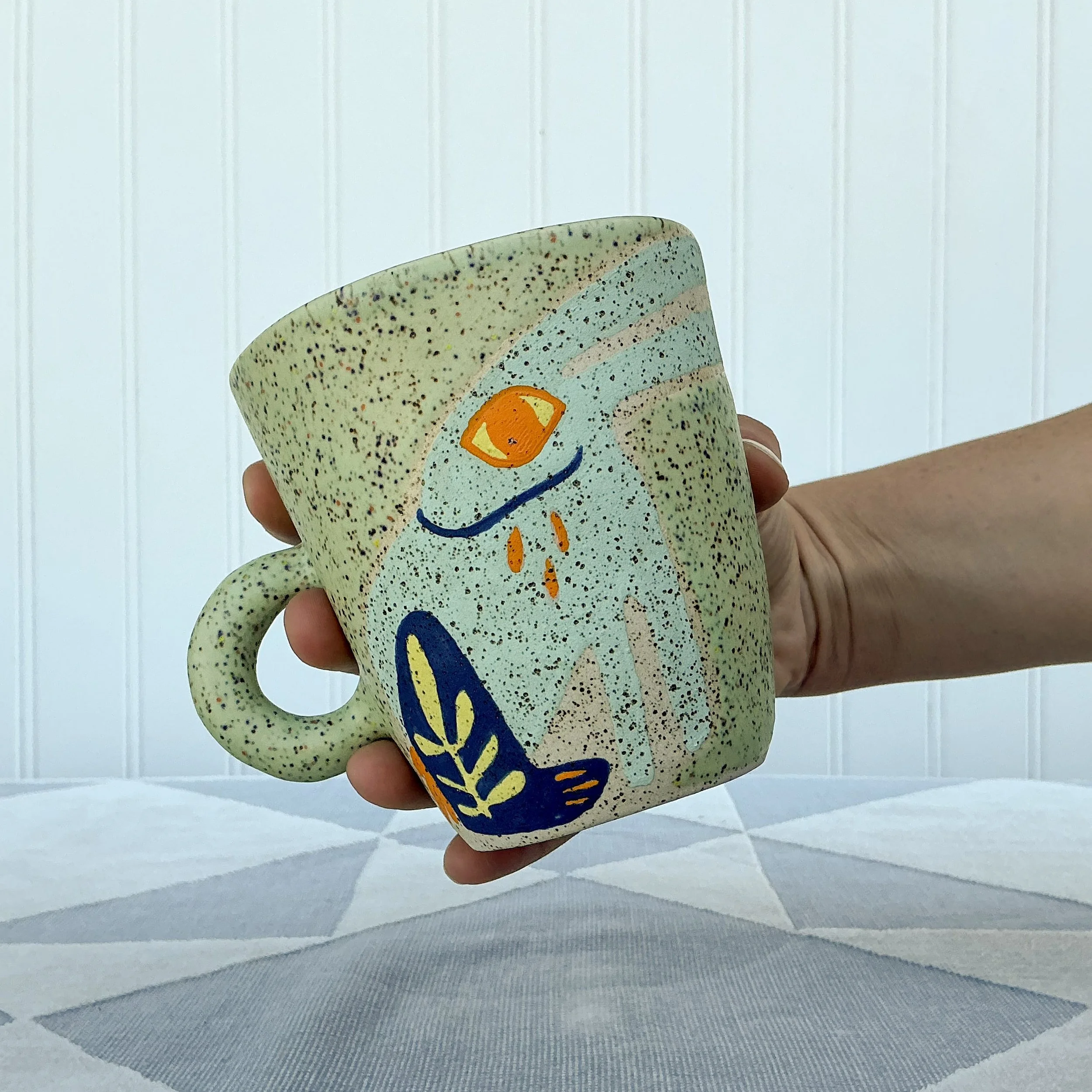 Folk Art Bunny Snug Mug - MINT
