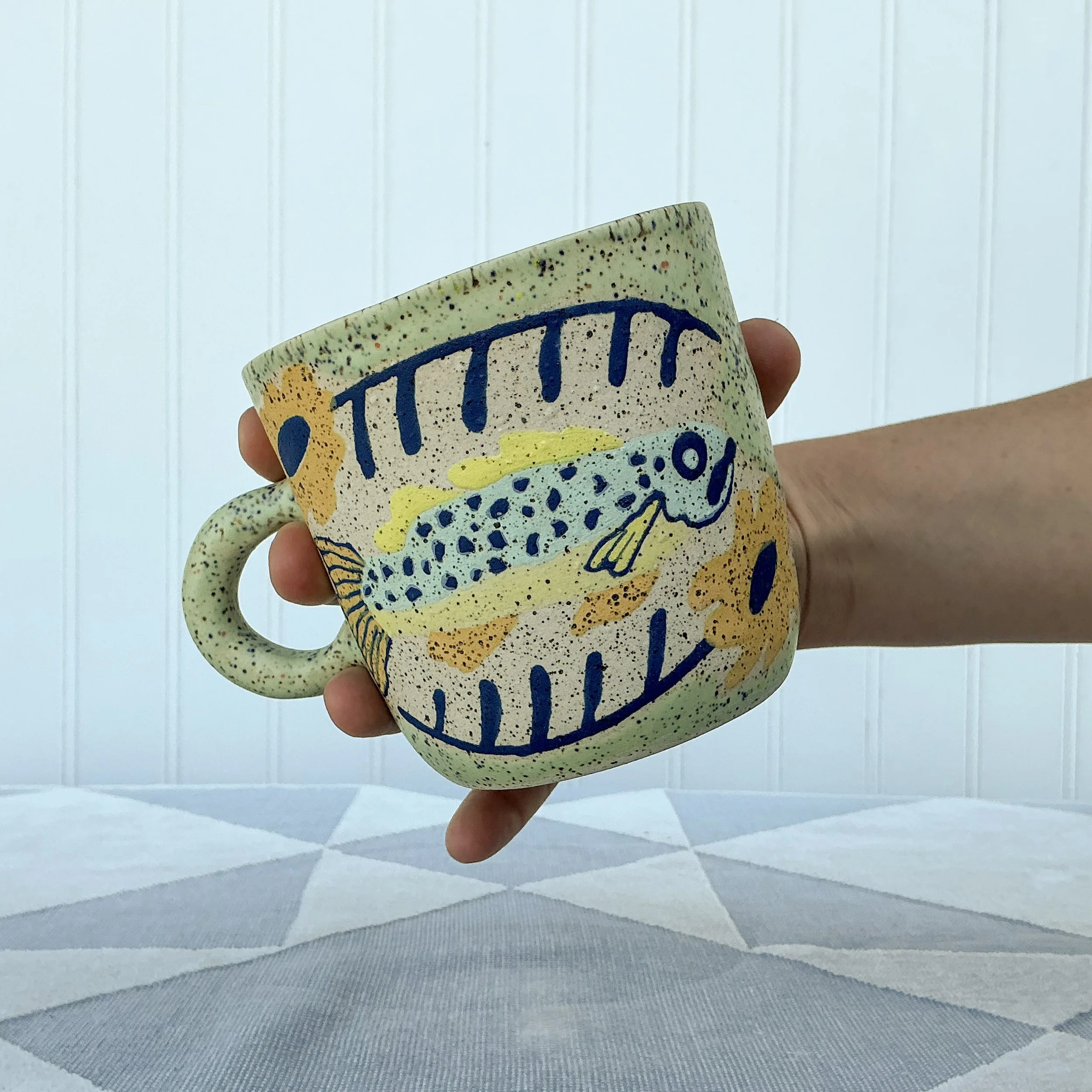 Folk Art Trout Snug Mug - MINT