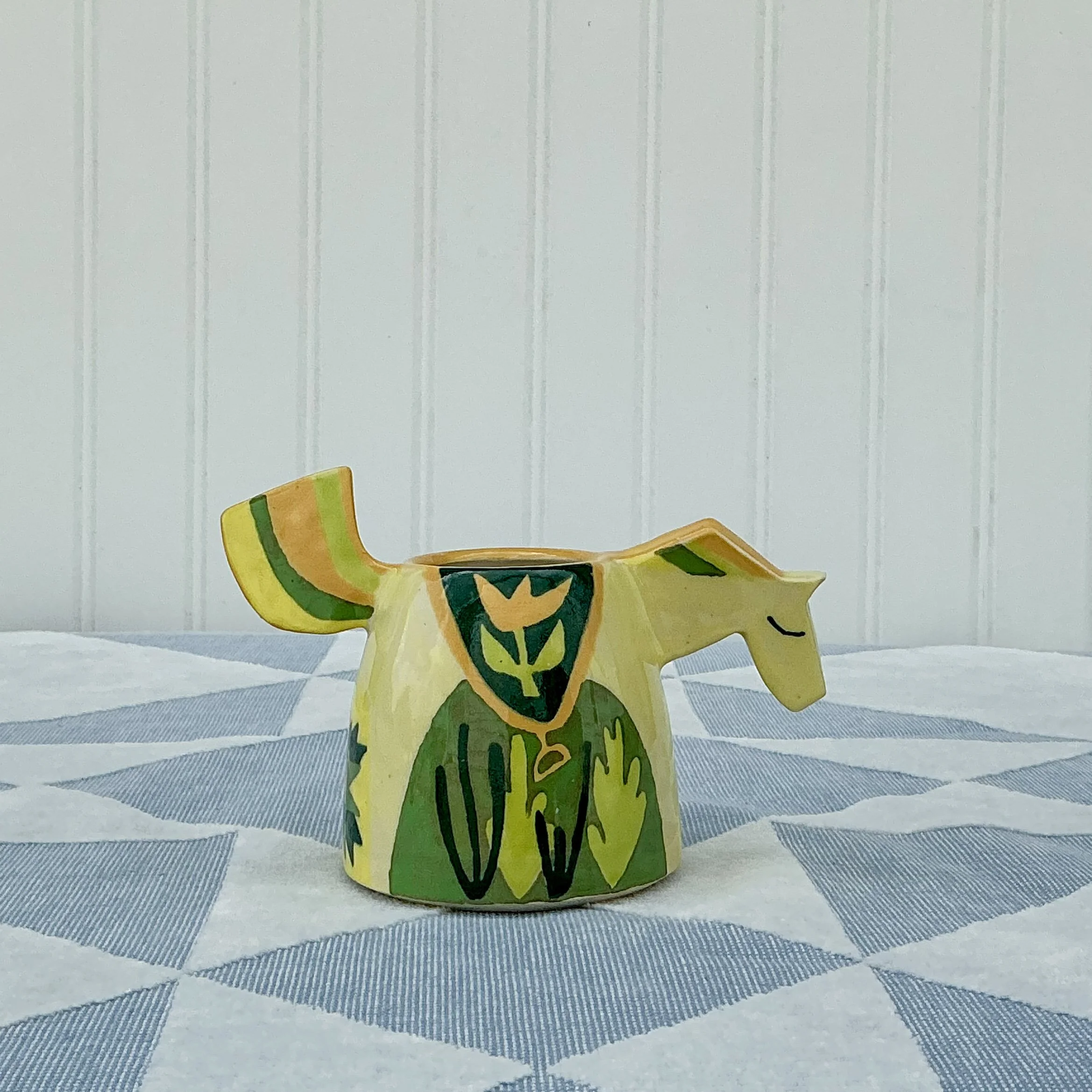 Yellow Folk Art Horse Bud Vase