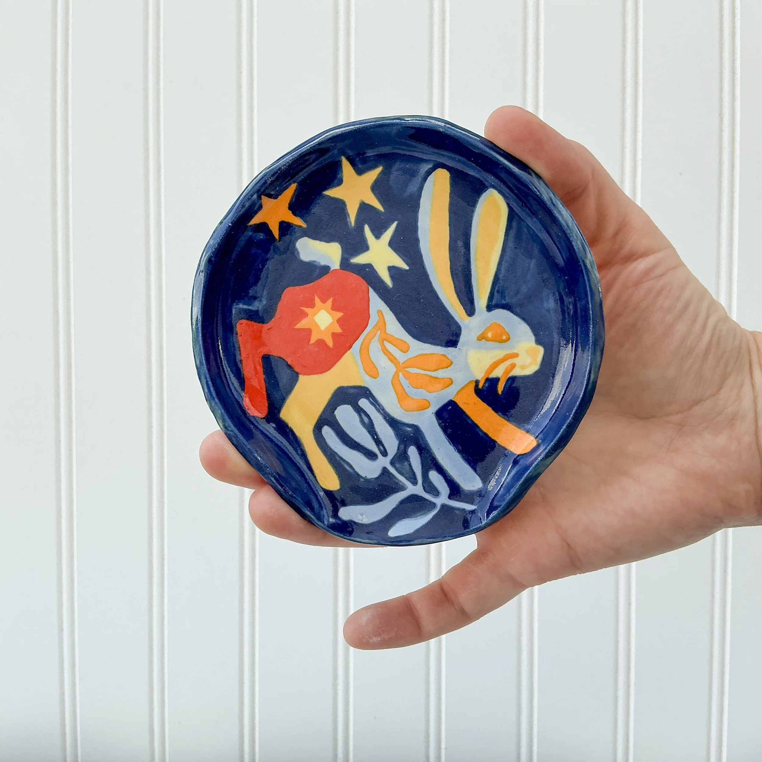 Folk Art Rabbit Spoon Rest