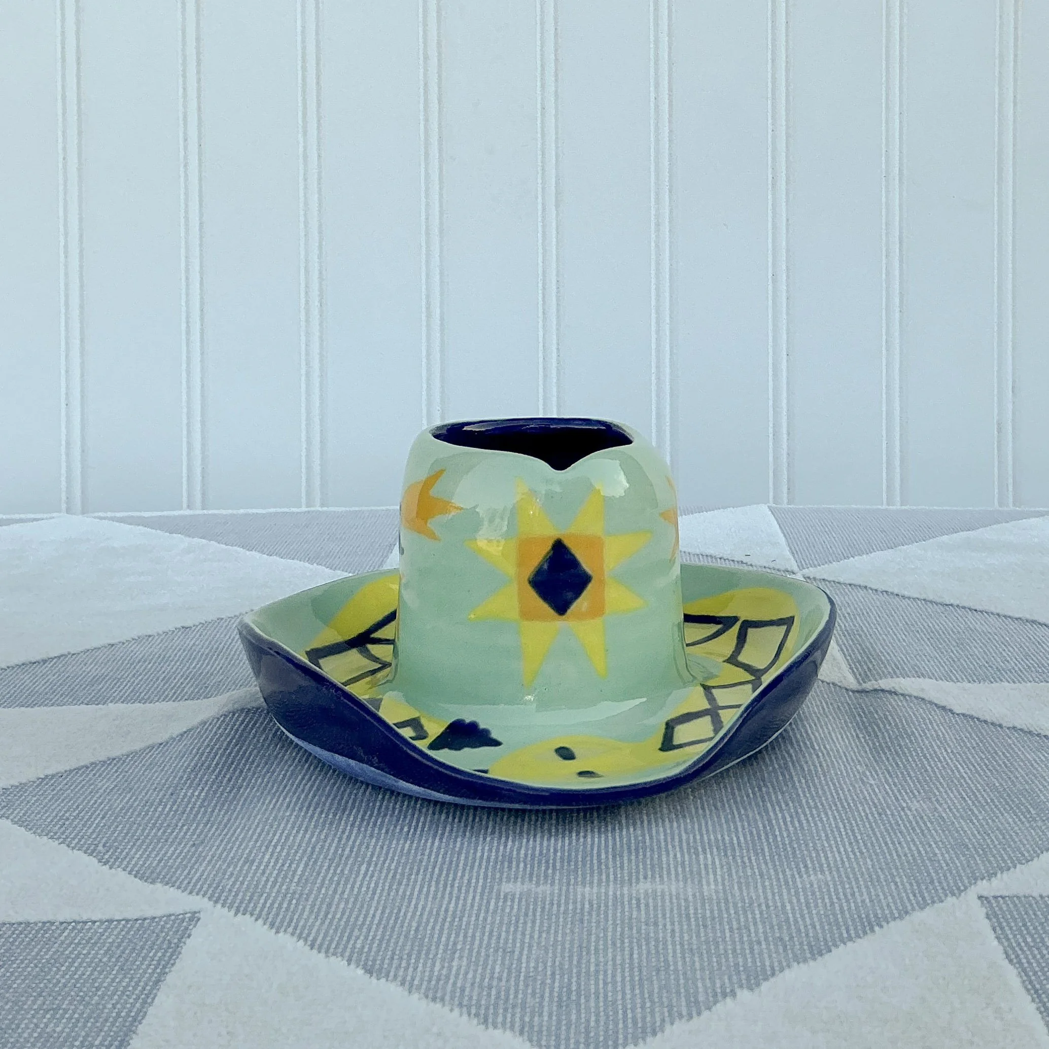Cowboy Hat Ring Dish - Blue & Yellow Snake