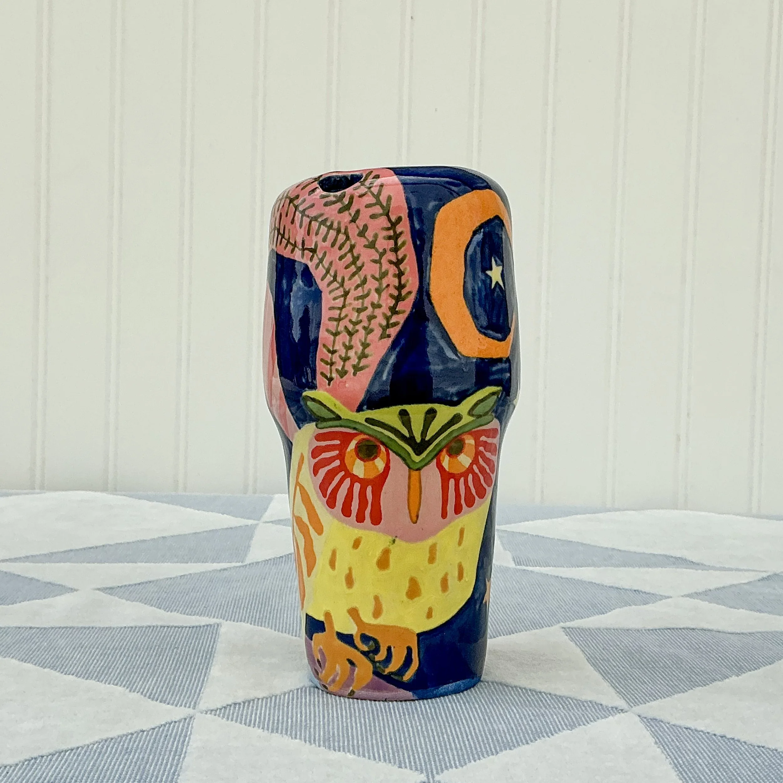 Folk Art Rainbow Owl XL Travel Cup