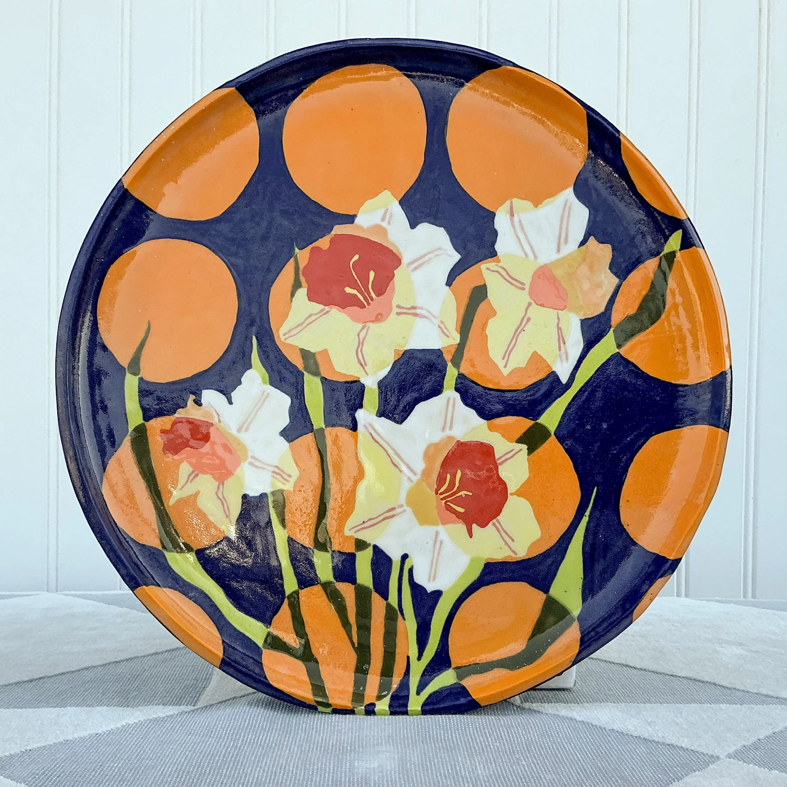 Polka Dot Daffodils Round Platter