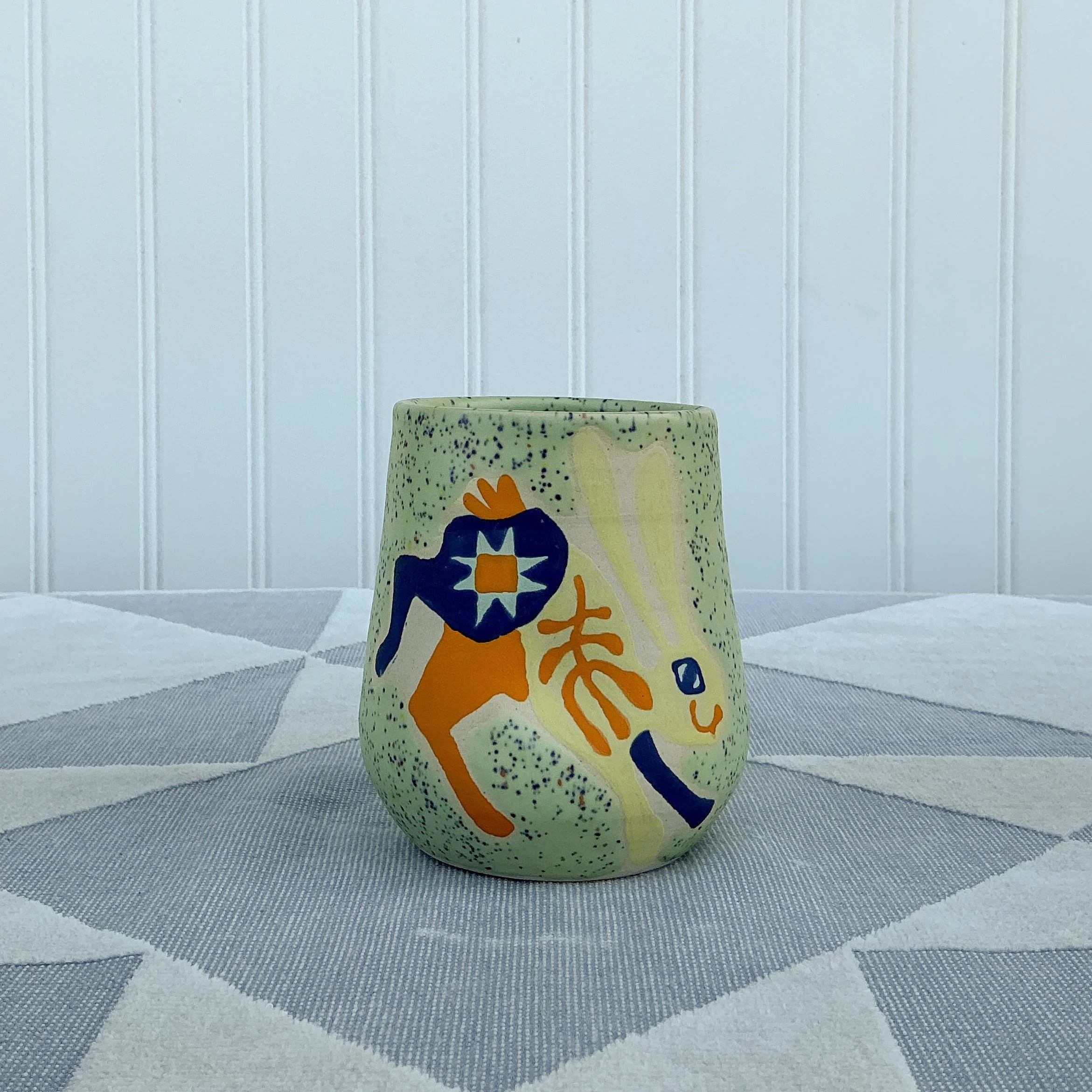 Folk Art Bunny Wine cup - MINT