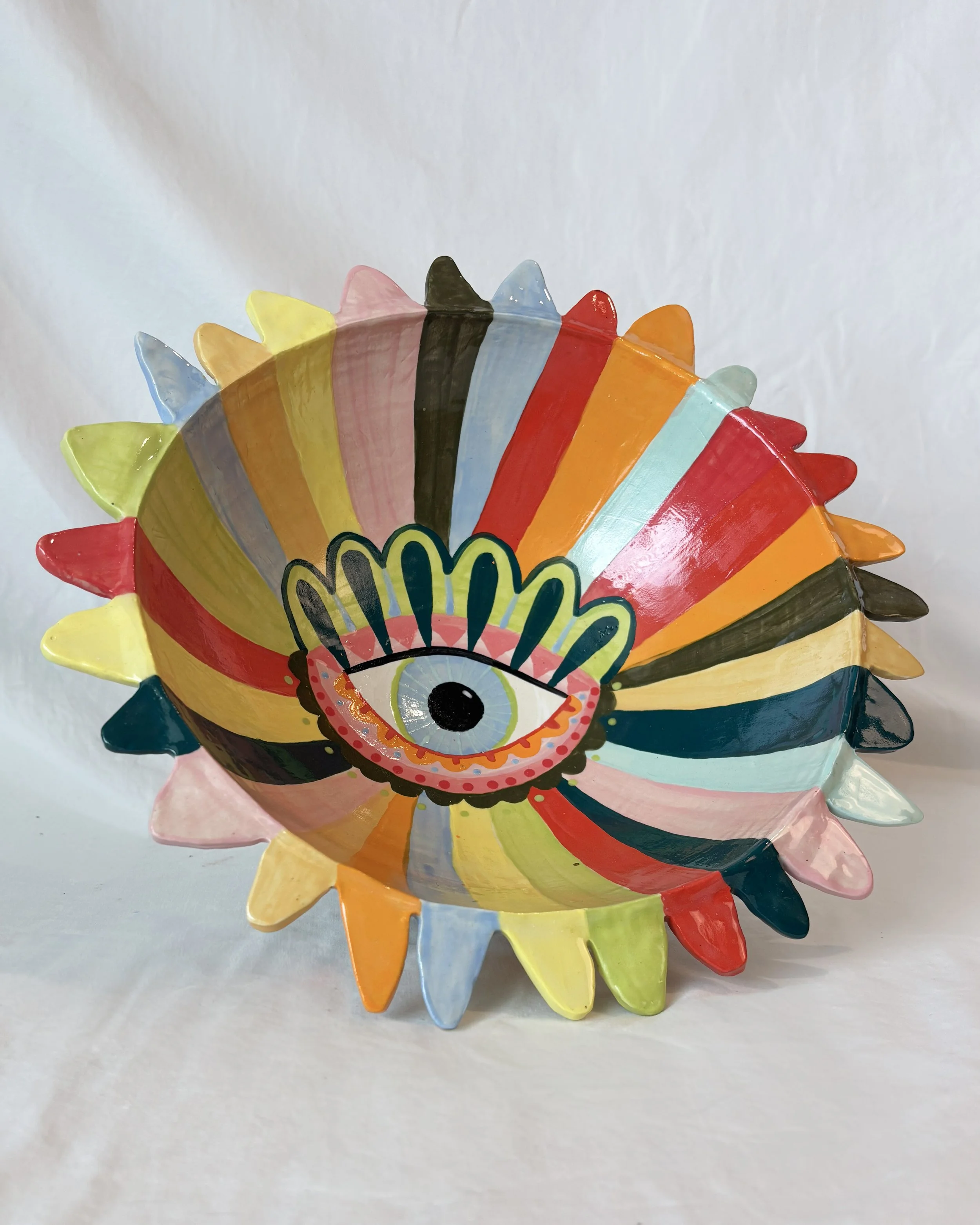 Rainbow Eye Pedestal Bowl