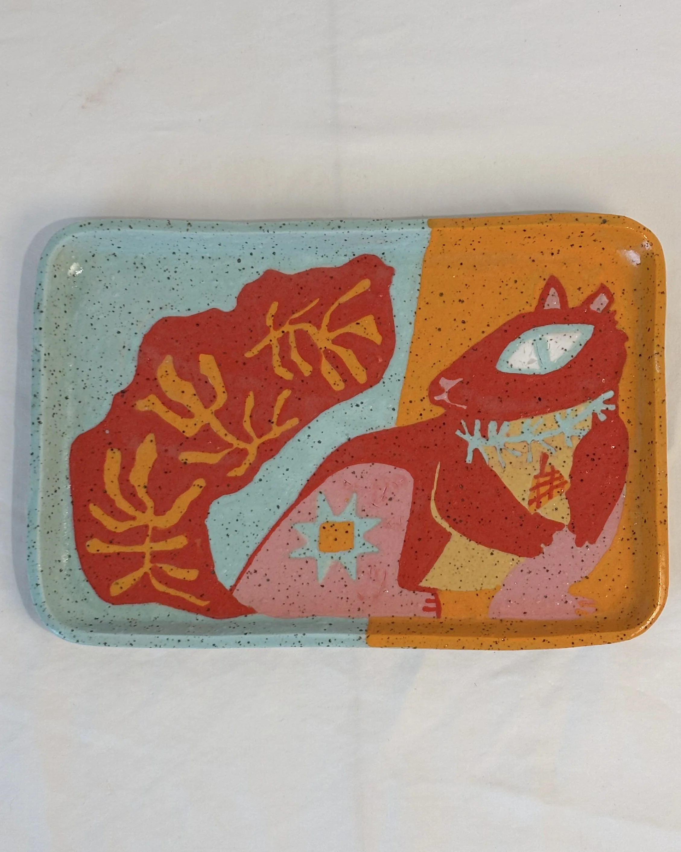 Red Squirrel Rectangular Tray SECONDS