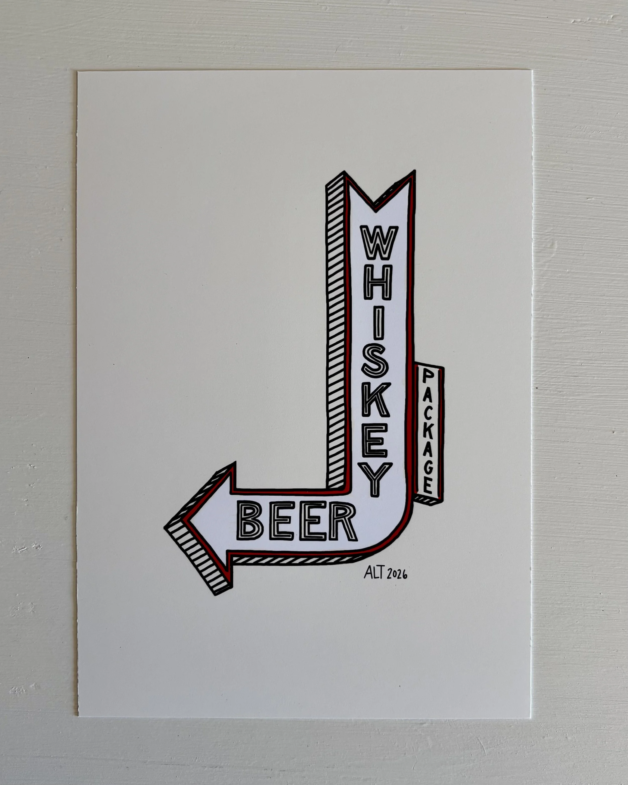 Whiskey Sign, 5x7, $10