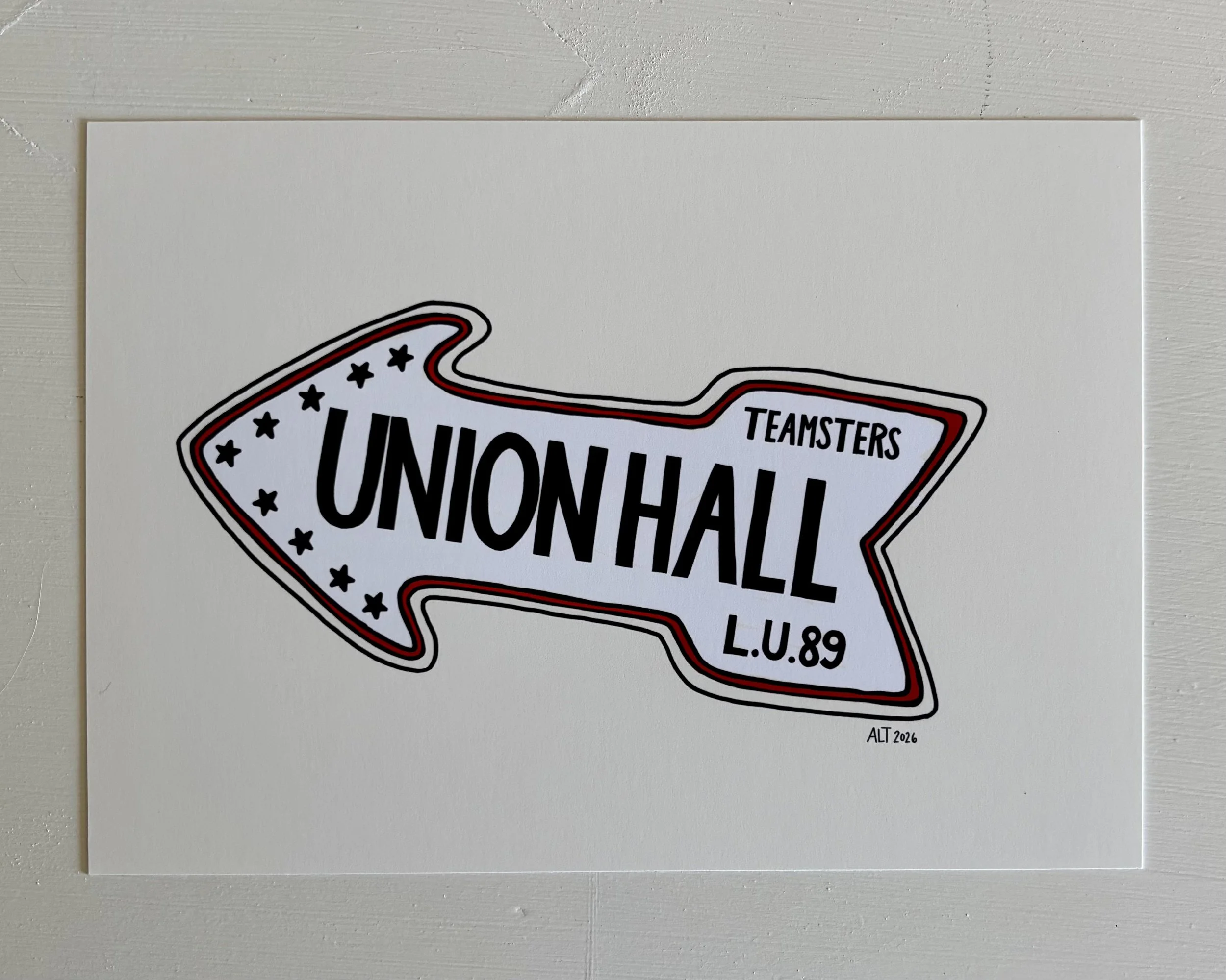 Union Hall Sign, 7x5, $10