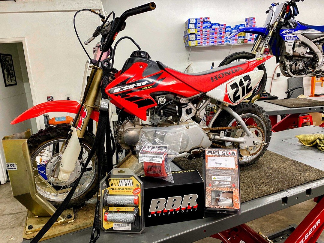 All the best for even the smallest builds!
Can&rsquo;t wait to make this CRF 50 look new again.
@bbrmotorsports @protaper
.
Reach out today to get your bike on our lifts for service.