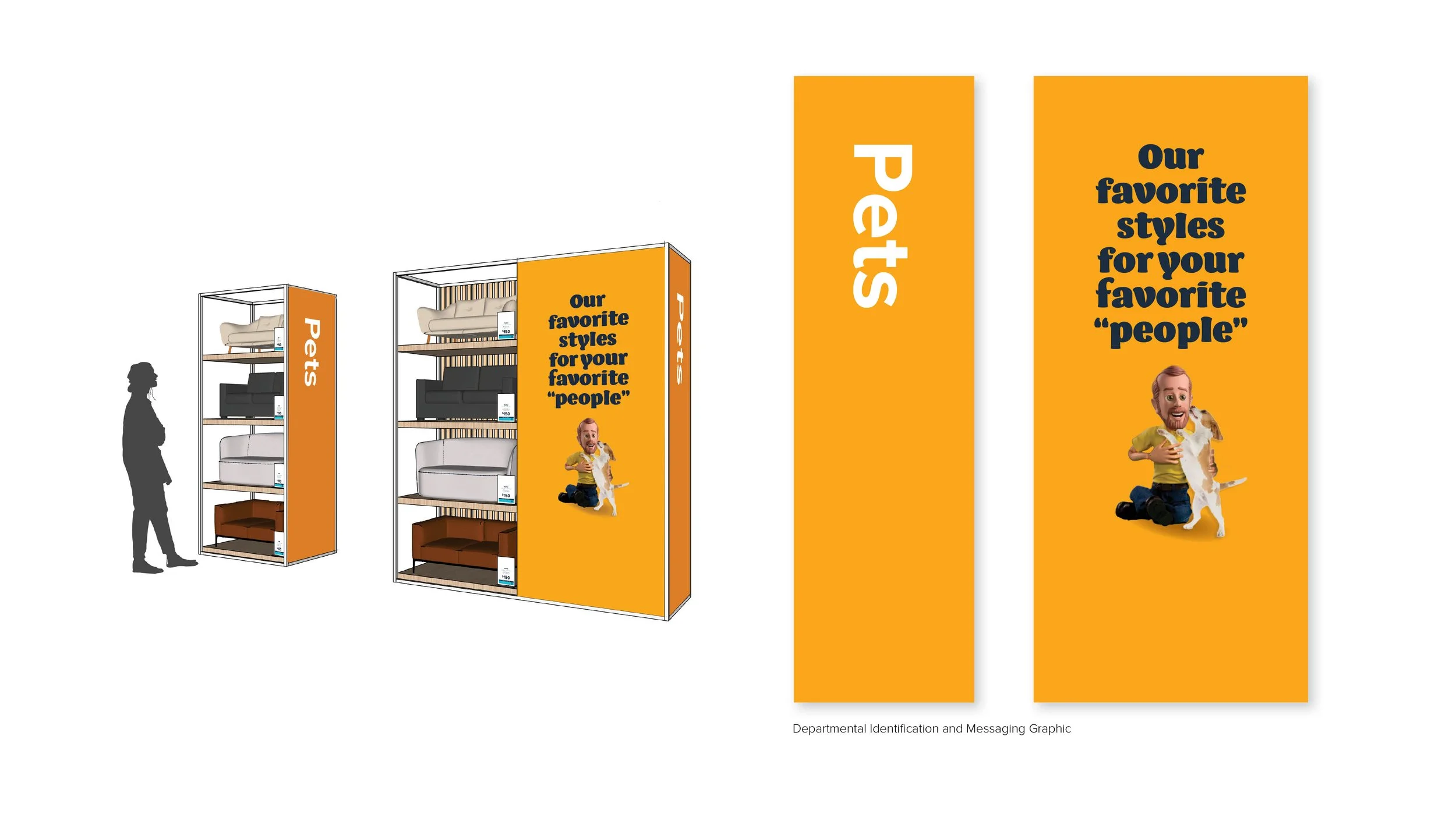 Department focals and brand messaging help navigate customers from an announce level