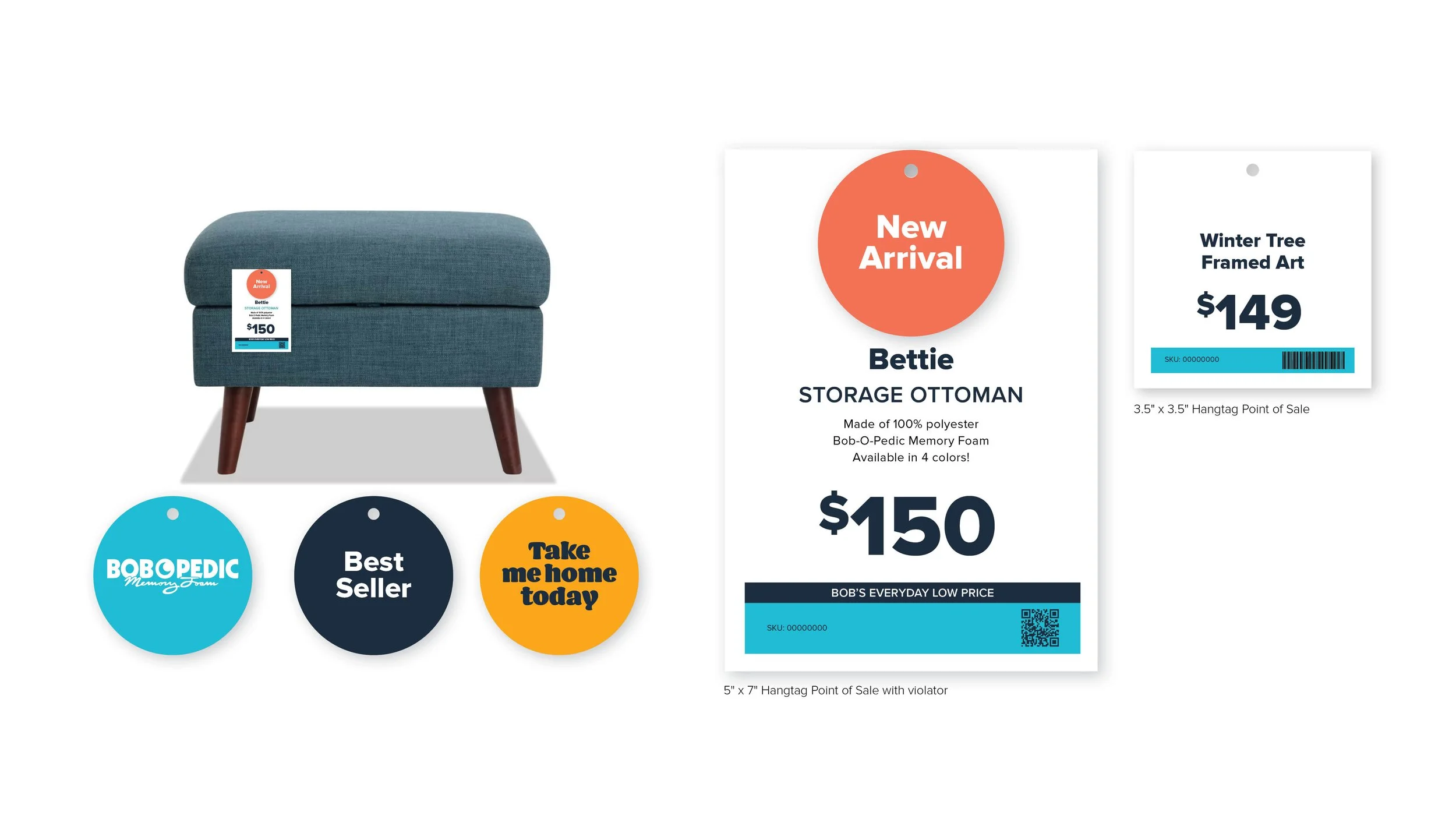 Consistent communications are carried throughout the smaller hangtag POP