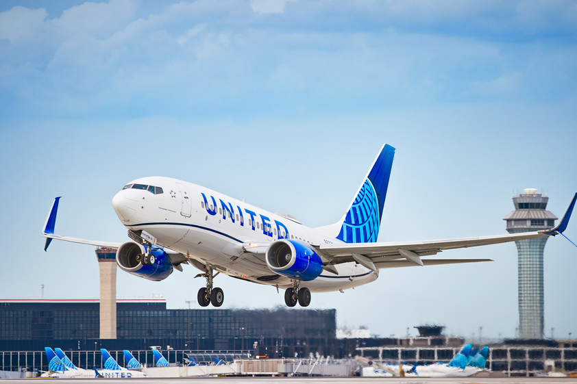 United Airlines plane at Chicago O'Hare