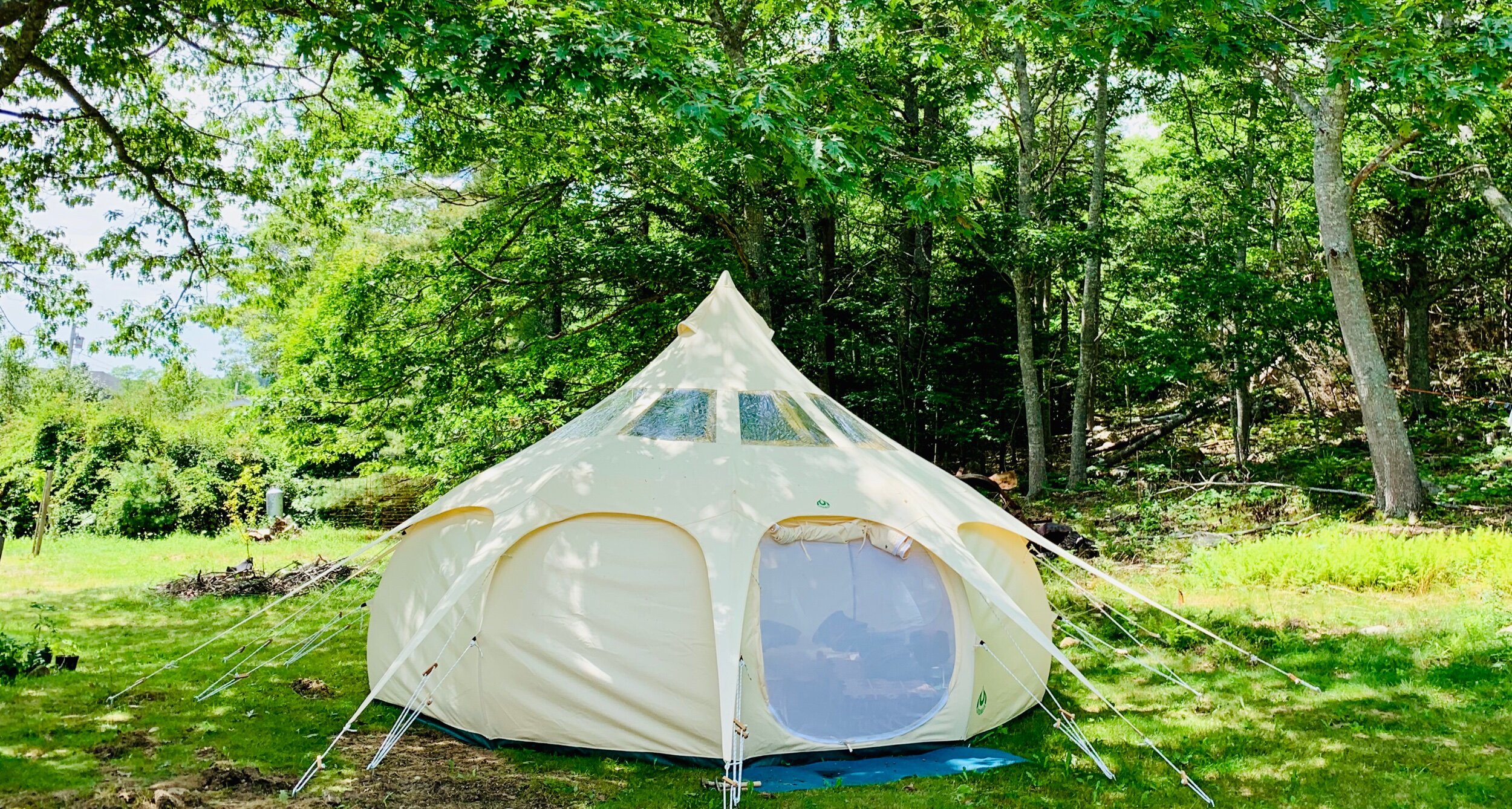 Our 18 ft “glamping” Lotus Belle Tent