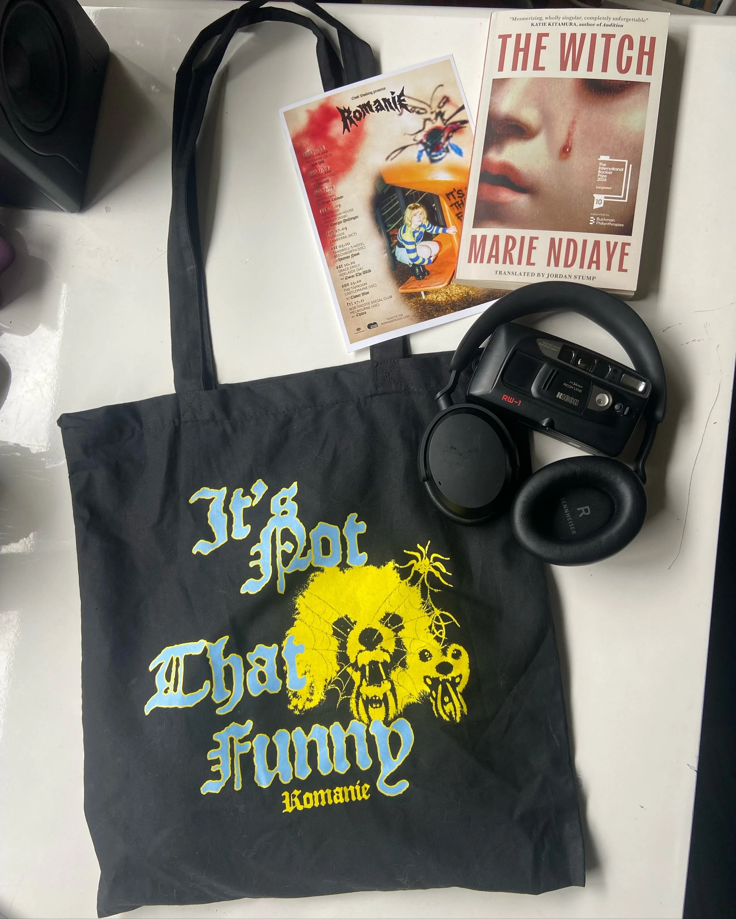 what&rsquo;s in my bag? limited edition tour merch has arrived, pick up from the merch desk at our shows. perfect to transport your books from our book exchange in, my dear agent lent me &ldquo;the witch&rdquo; i am excited to read it. if you make a 