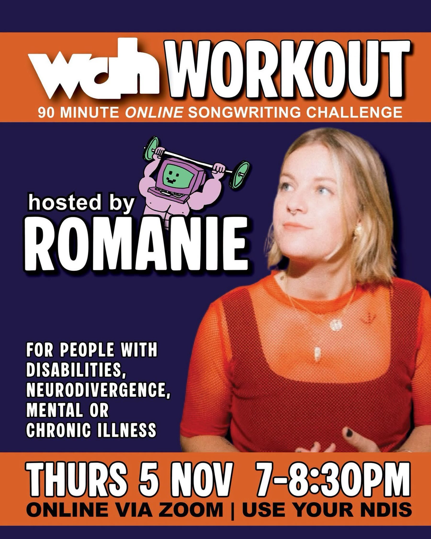 can&rsquo;t get enough of writing songs on tour so we added a @wildatheartcommunityarts online workshop *.❤︎₊ ⊹ very honoured to facilitate this online safe space come hang out with me on nov 5 

&mdash;&mdash; *.❤︎₊

WAH WORKOUT is a monthly, online